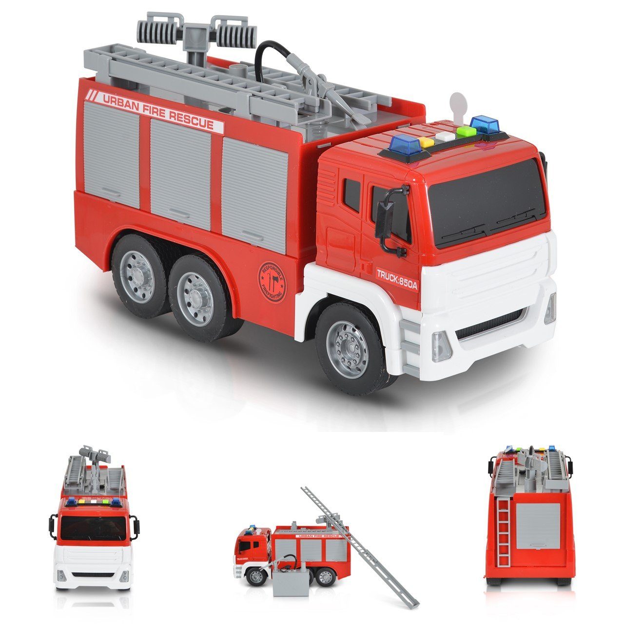 Moni Spielzeug-Auto Spielzeug Feuerwehrauto 1:12, WY850A Musik- und  Lichteffekte