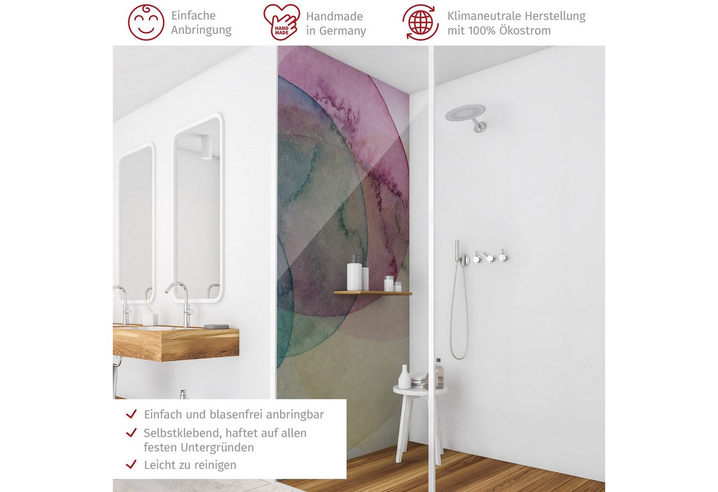 Thumbnail - Bilderdepot24 Badrückwand Abstrakt blau Duschrückwand ohne Bohren Dusche, (1-tlg., Hart-Folie Premium matt 0,61 mm), fug...