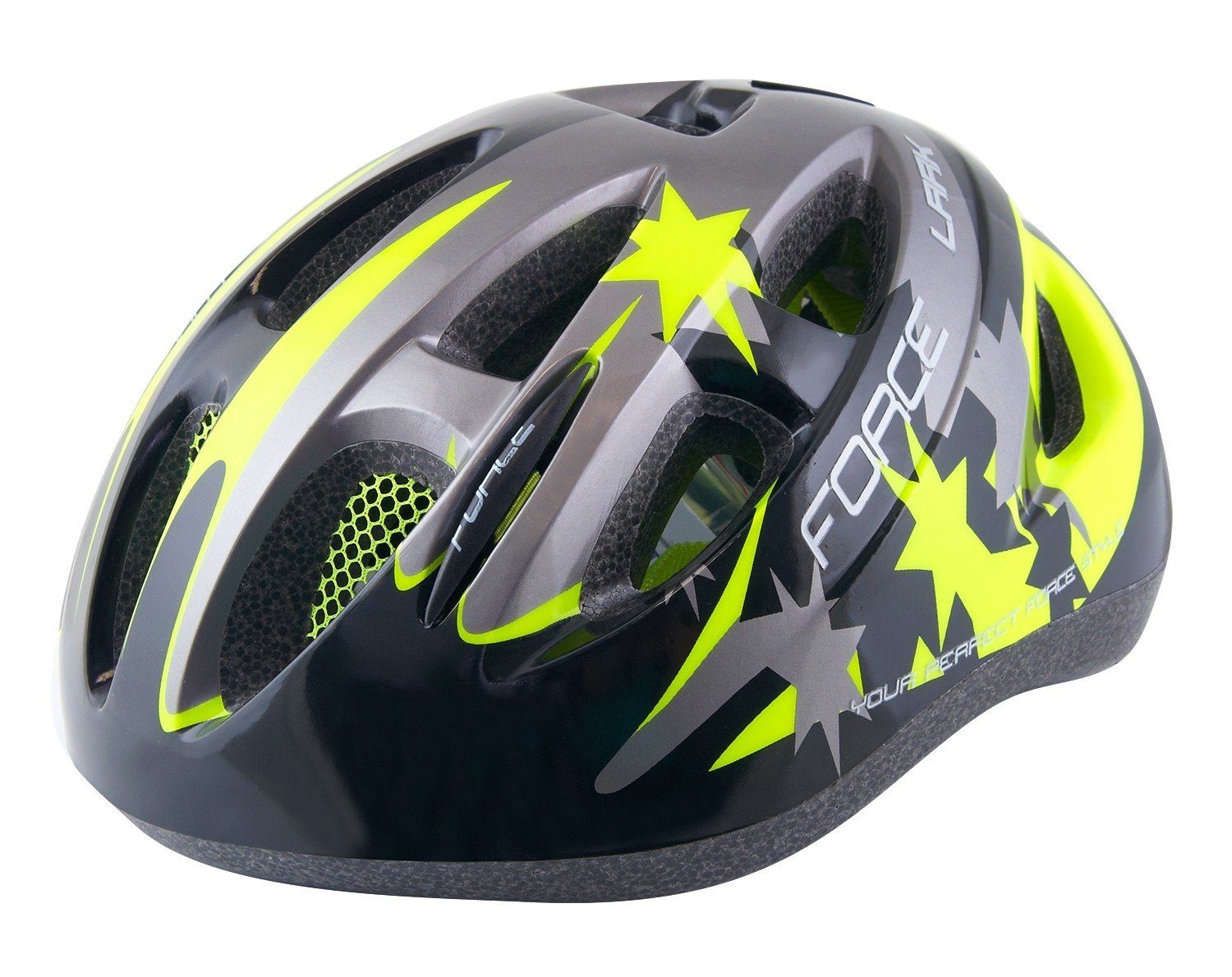 Fahrradhelm Helm FORCE LARK gelb/schwarzes Design M