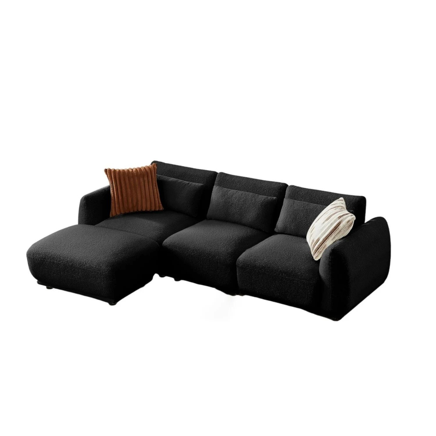 YHL Voyura Ecksofa Ecksofa Teddy Stoff Gepolsterte Rückenlehne – Schaumstoffkissen