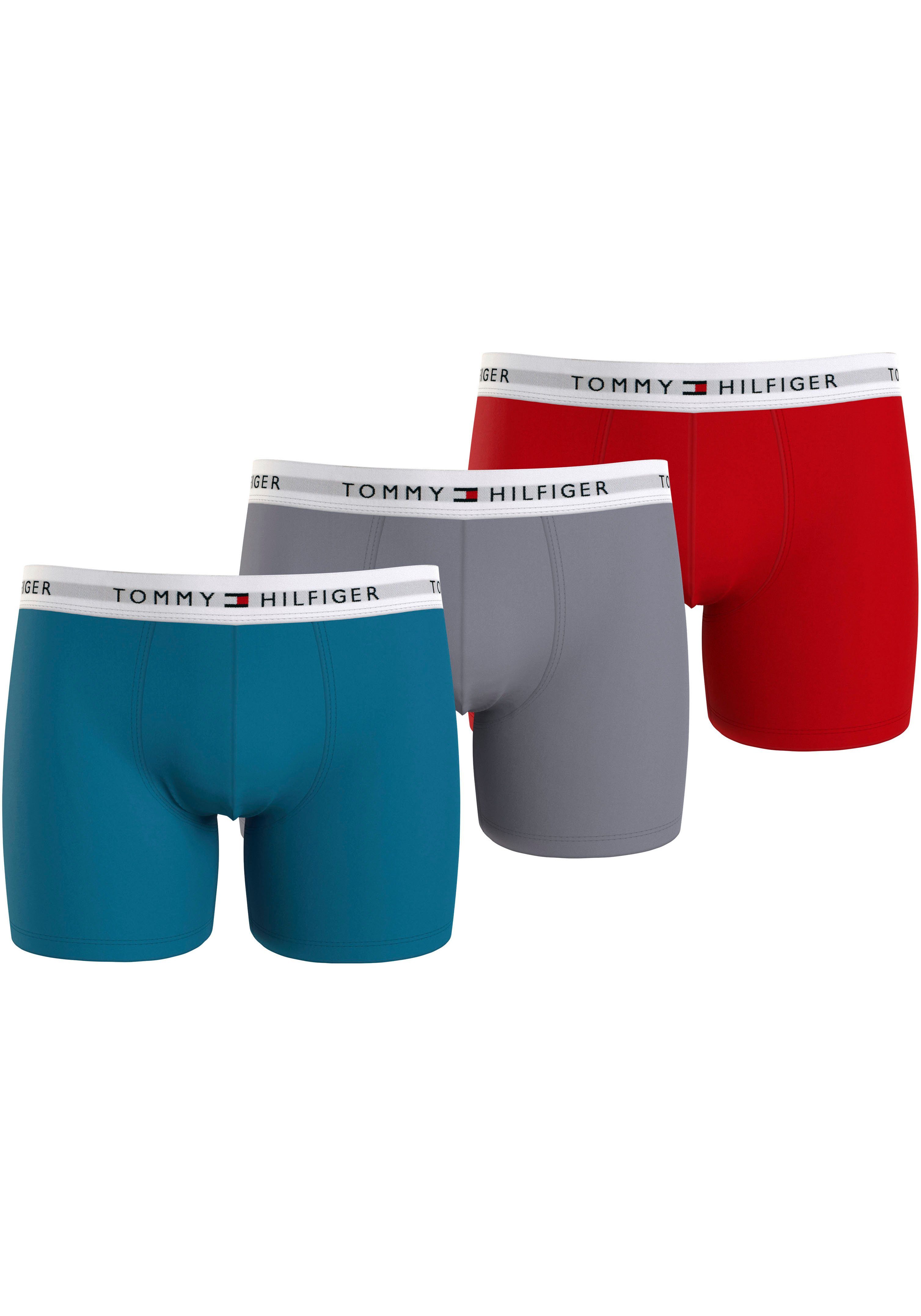 Tommy Hilfiger Underwear BOXER 3P 3er-Pack) (Packung, Boxer Cerulean mit Silver/Fireworks BRIEF Logo-Elastikbund Aqua/Ant