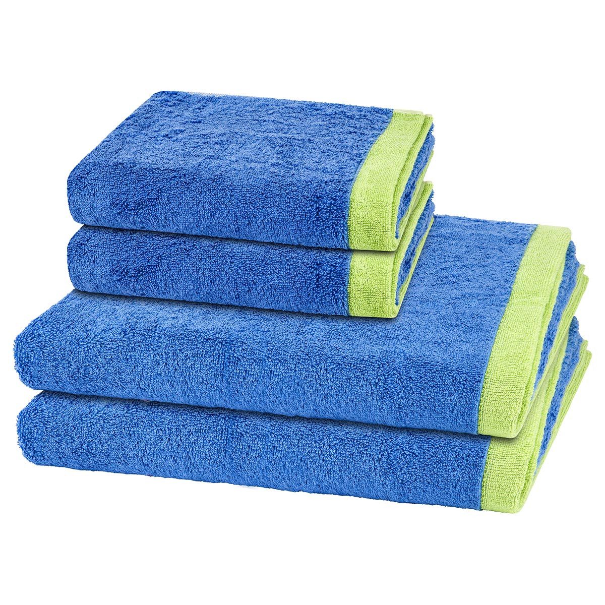 Cawö Handtuch Set Lifestyle Splash, Walkfrottee (Spar-Set, 4-St), 2 X Handtuch 2 X Duschtuch im Set - Baumwolle - Saugstark