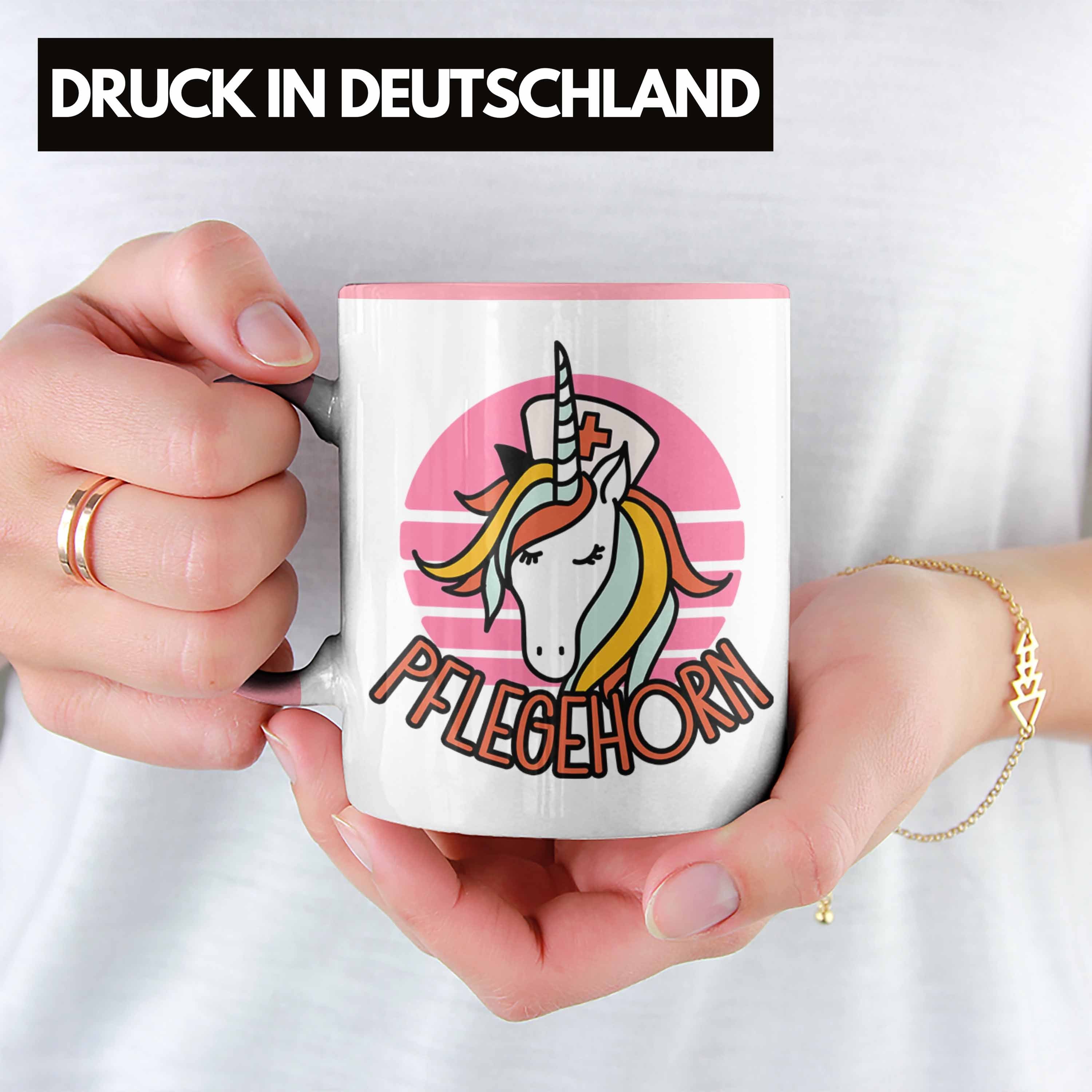 Trendation Einhorn für Pflegerinnen Pflege Lustige Tasse Geschenkidee Tasse "Pflegehorn Rosa