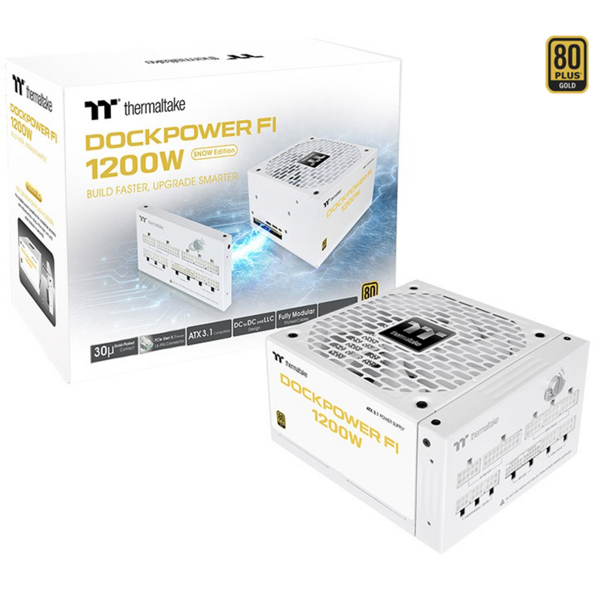 Thermaltake Thermaltake Dockpower FI 1200W Snow, PC-Netzteil, PC-Netzteil (80 PLUS Gold)