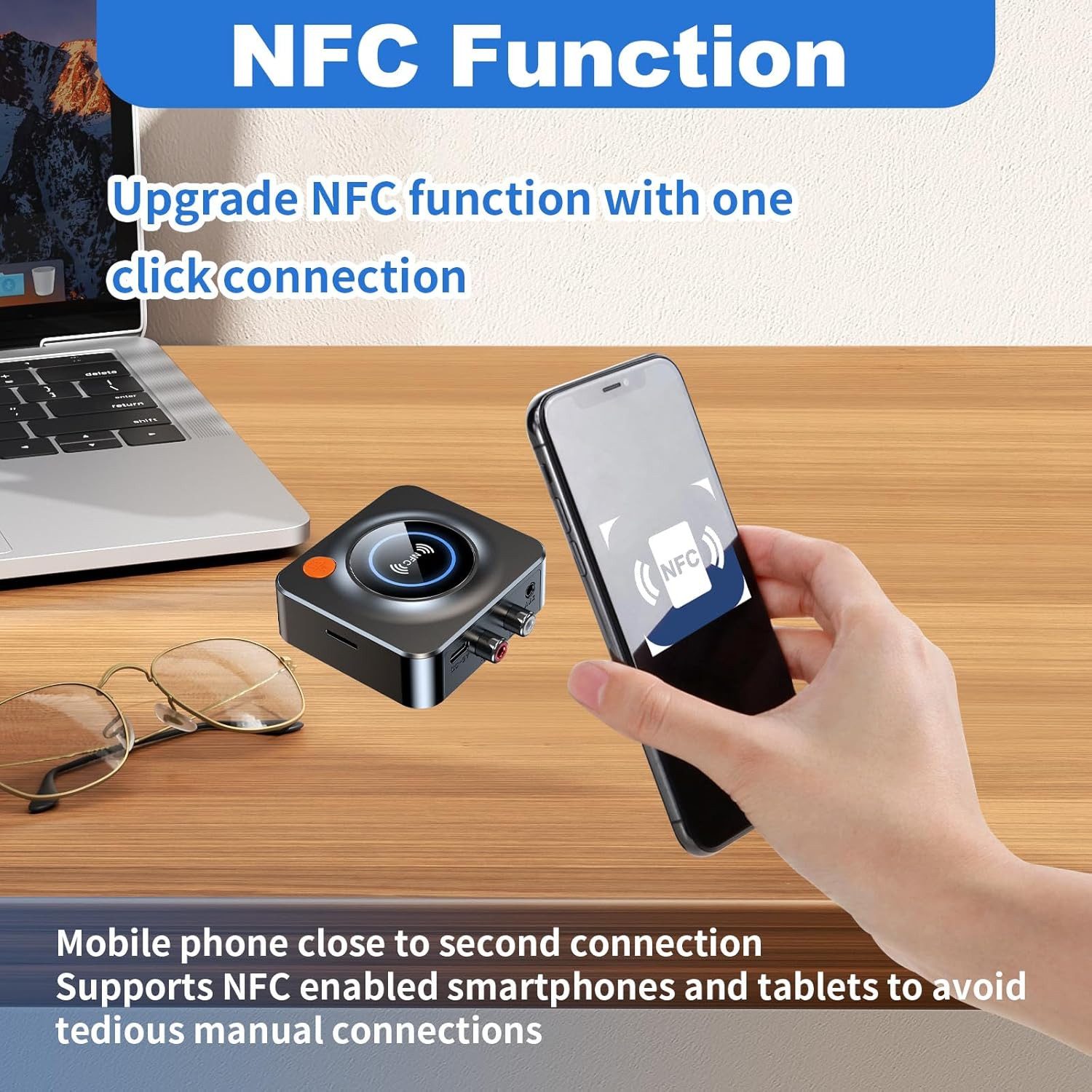 FELIXLEO Bluetooth 5.1 Audio Empfänger HiFi NFC AUX Cinch TF Bluetooth-Adapter