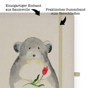 Mr. & Mrs. Panda Notizbuch Chinchilla Blume - Transparent - Geschenk, lustige Sprüche, Notizbloc Mr. & Mrs. Panda, Personalisierbar