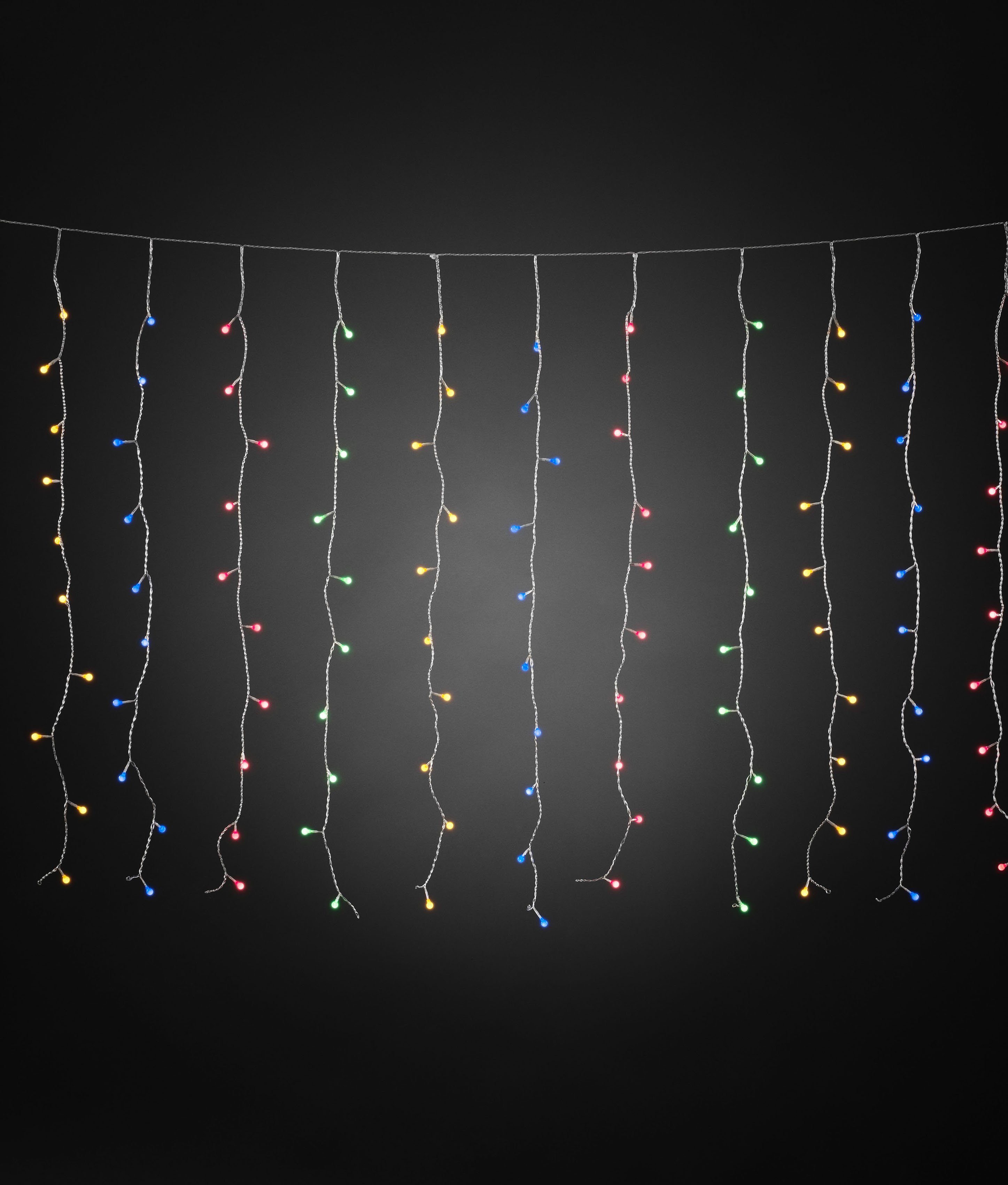 KONSTSMIDE LED-Lichtervorhang, 400-flammig, LED Lichtervorhang, mit bunten Globes, 400 bunte Dioden
