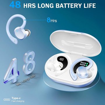 Rulefiss Kabellos Bluetooth 5.3 HiFi Stereo[2023]13 mm Treiber USB-C LEDLadebox In-Ear-Kopfhörer (Lange Akkulaufzeit von 6-8 Stunden, erweiterbar auf 48 Stunden mit Ladecase., mit HD Mic, 48Std Ohrhörer mit Bügel, IP7 Wasserdicht/800mAh)