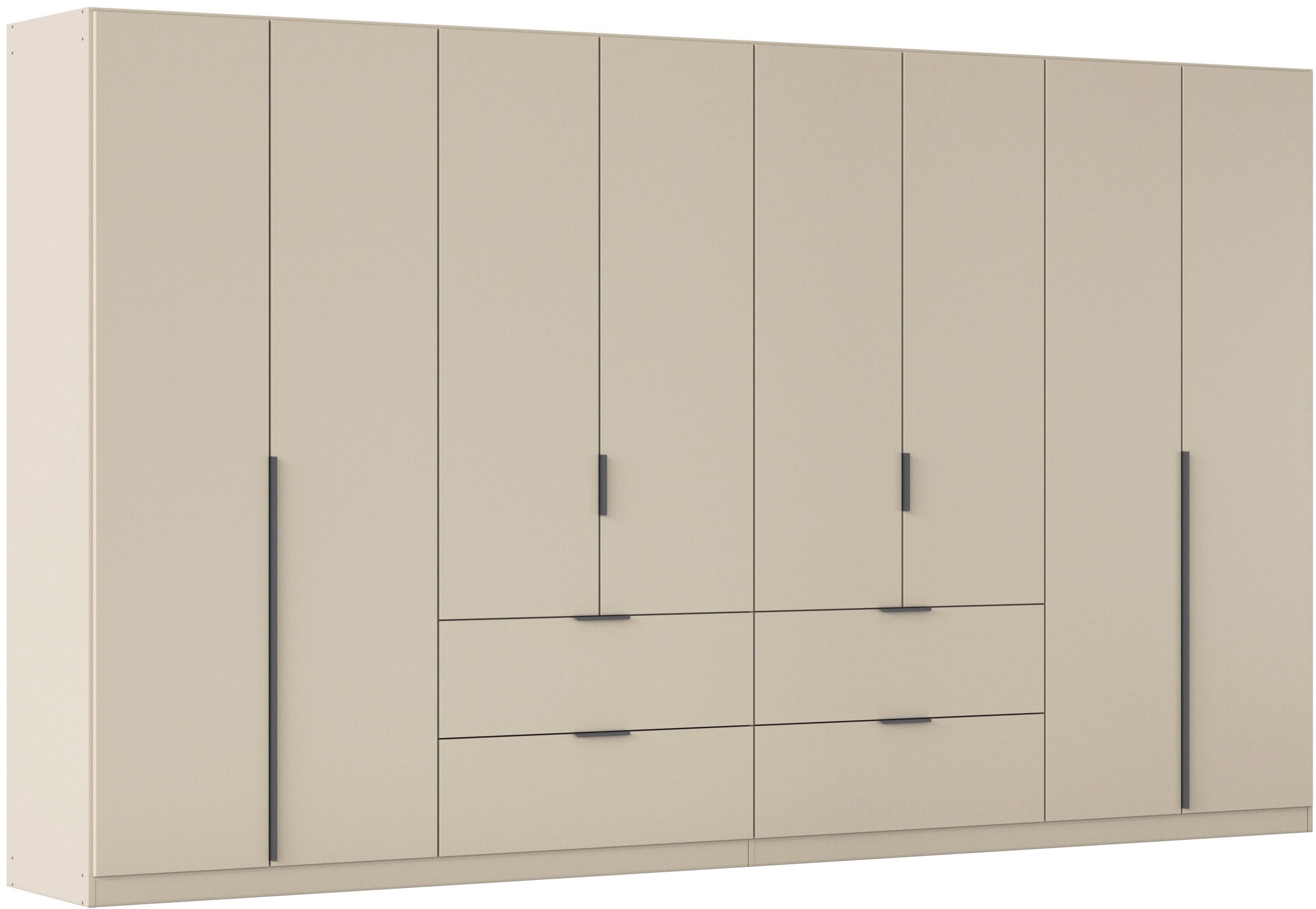 OTTO home Drehtürenschrank Kleiderschrank Schrank Garderobe AGORDO mit Dekor- oder Hochglanzfront (in zwei Griff-Farben, Breite 360 cm) mit Außenschubkästen, Serie in 7 Breiten und 2 Höhen MADE IN GERMANY