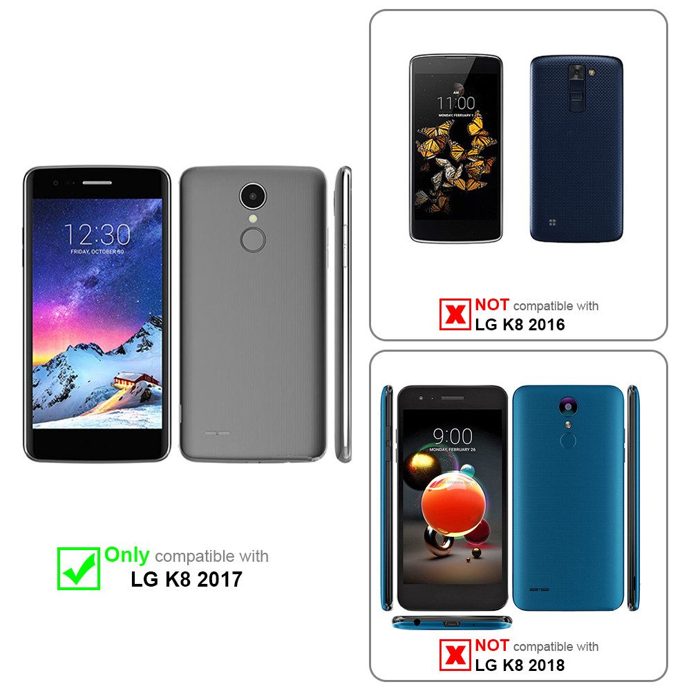 Cadorabo Handyhülle für LG K8 2017 Hülle LG K8 2017, Hülle Schutzhülle Blumen Flower mit Standfunktion Kartenfach Magnet