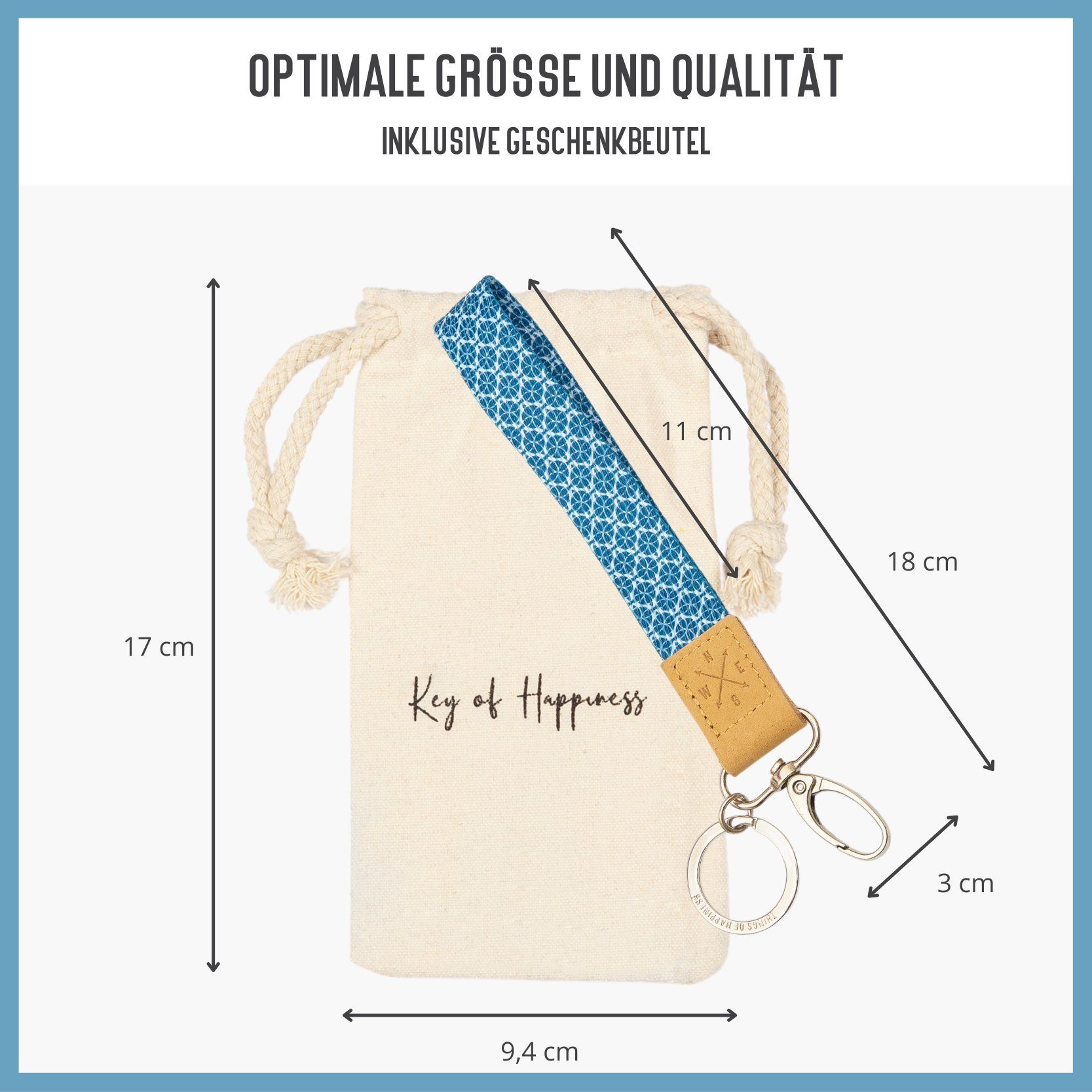 Things of Happiness Schlüsselanhänger Schlüsselband kurz mit Schlüsselring und Karabiner, kurzes Lanyard, Geschenk