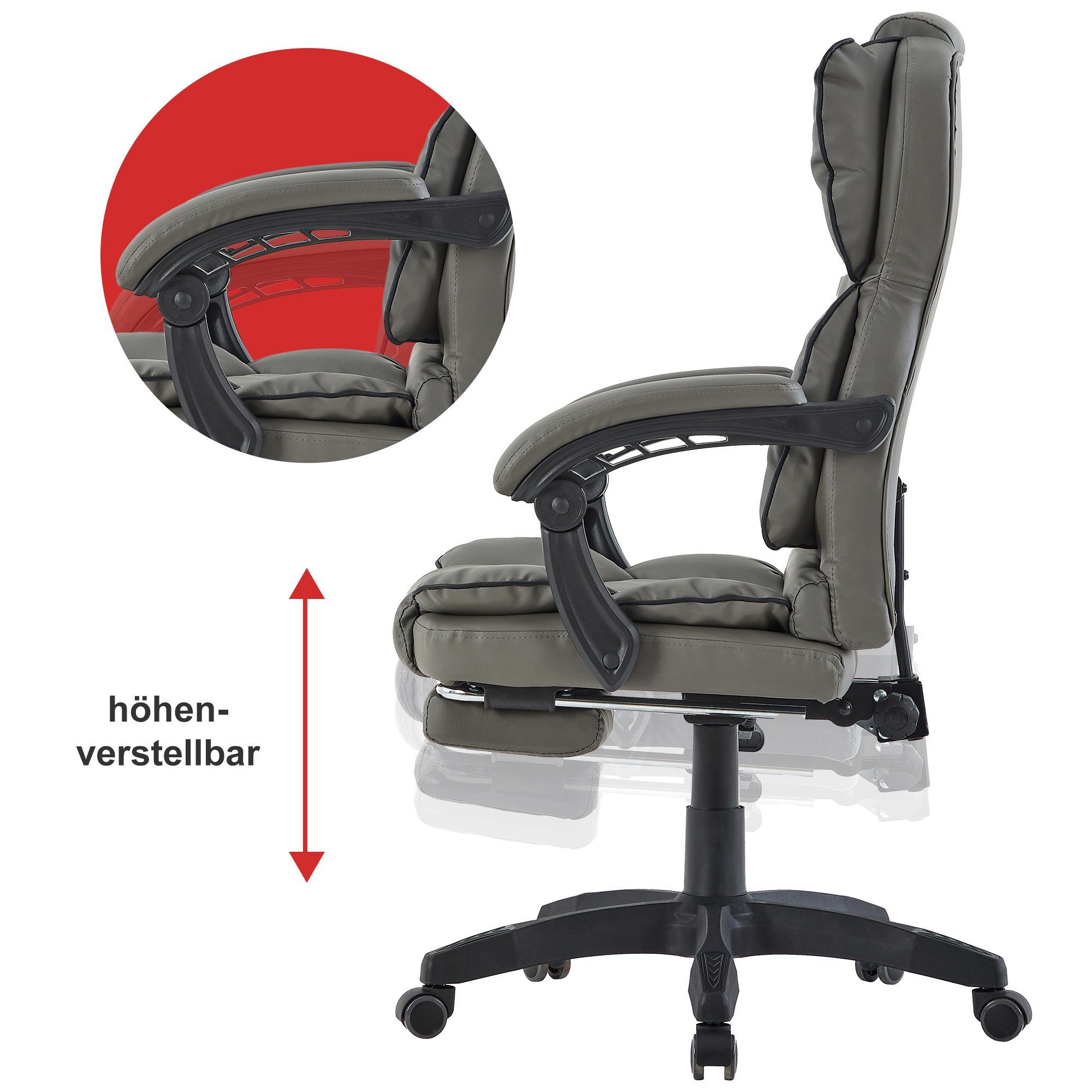 Office Chair Bürostuhl Stück), Chefsessel - Home extra Lederoptik-Design Polsterung Rafael TRISENS Schwarz (1 mit Dunkelgrau im