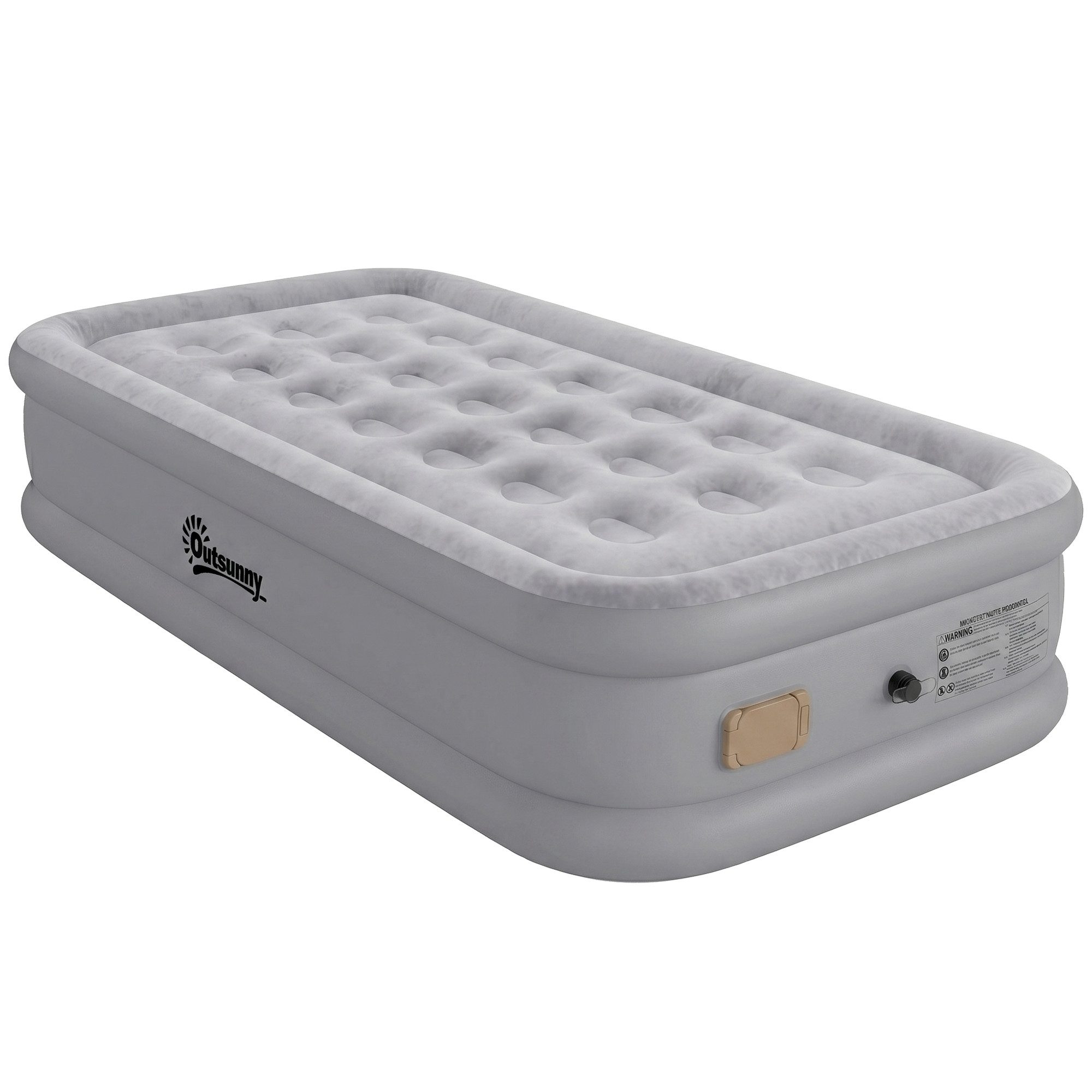 Outsunny Luftmatratze mit Integrierter elektrischer Pumpe in 3 Minuten, Beflockte Oberfläche, (Selbstaufblasend Luftbett, 5-St., Gästebett), für Camping Zuhause 190x97x39cm