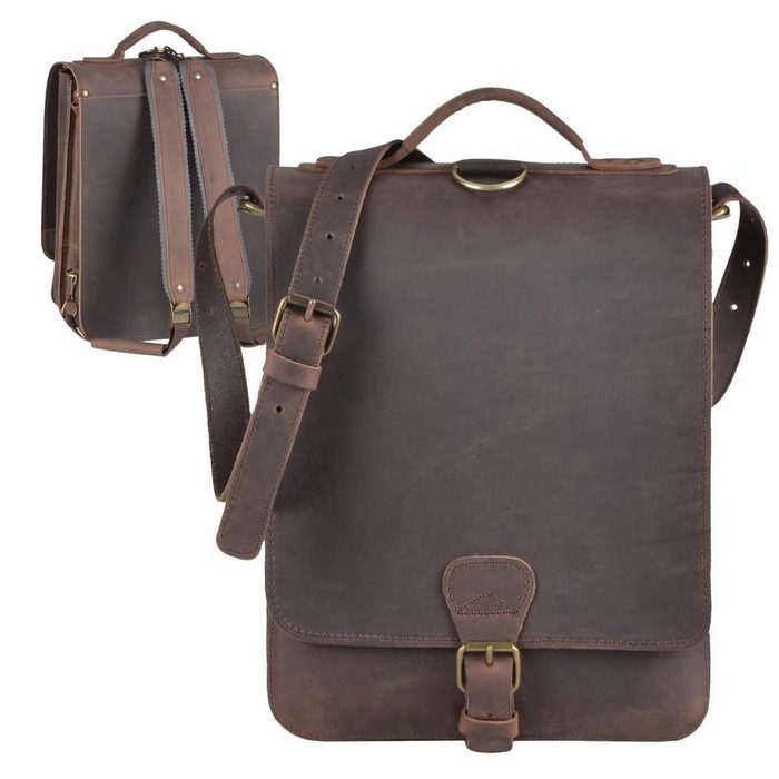 Ruitertassen Umhängetasche Classic Writer's Bag Lehrertasche 2 Fächer als Rucksack zu tragen Leder