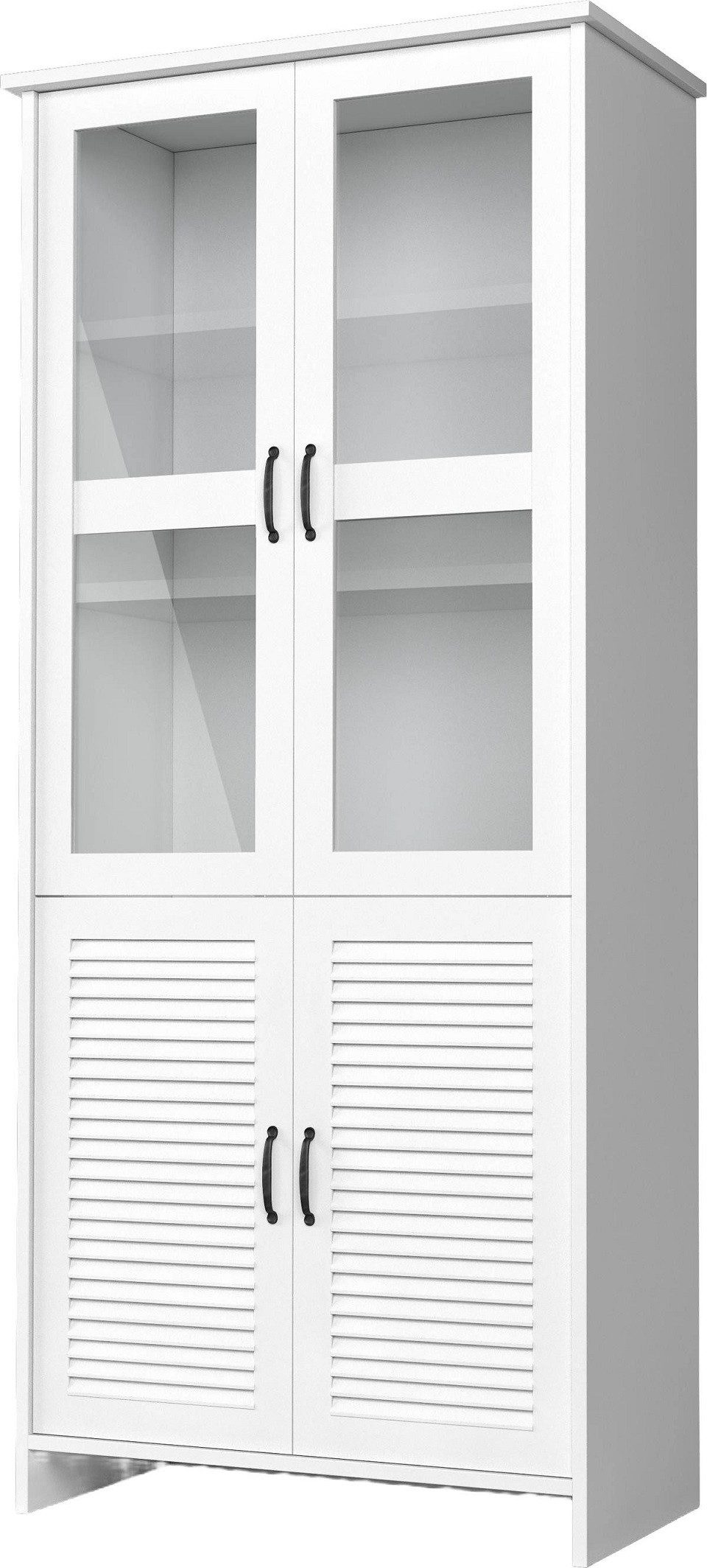 Xlmoebel Vitrine Hochschrank im Landhausstil aus Holz und Glas in Weiß (1-St., Vitrine) Hergestellt in Europa