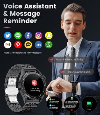 Lige Smartwatch Herren mit Telefonfunktion 1.39" HD Touchscreen Smartwatch (1.39 Zoll, Android/ iOS), Fitnessuhr Tracker, Schrittzähler, 360mAh Schlafmonitor, Smartwatch