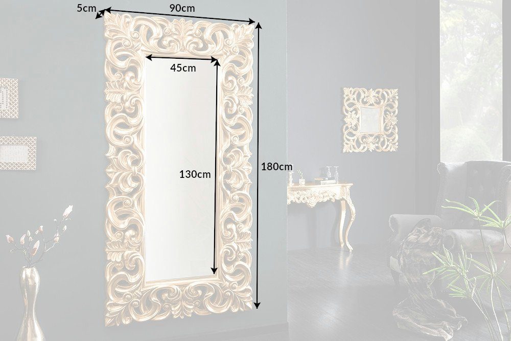 · Barock VENICE Deko gold eckig Wohnzimmer Rahmen · (1-St), riess-ambiente · 180x90cm Wandspiegel mit ·