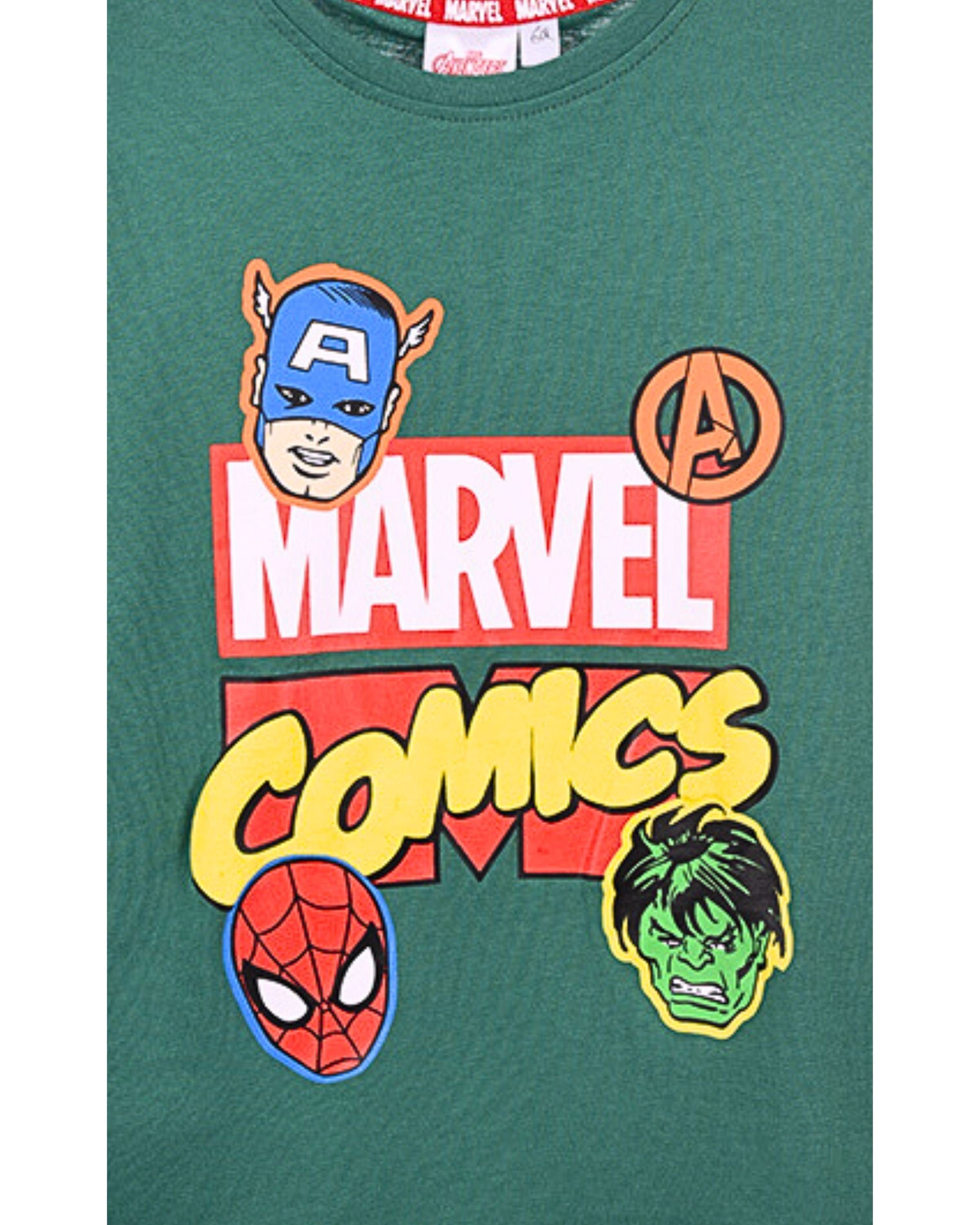 Baumwolle Avengers - 104 Grün 140 Jungen MARVEL cm aus Gr. Langarmshirt Shirt Comics