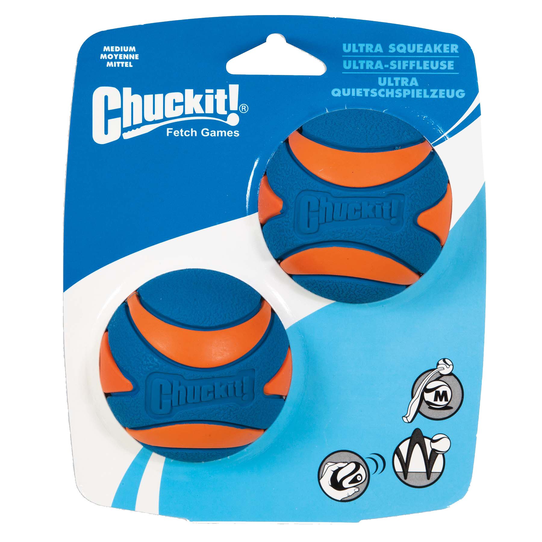 Chuckit Tierquietschie Chuckit! Ultra Squeaker Ball M (6 cm) 2er Pack – Schwimmend, Robust