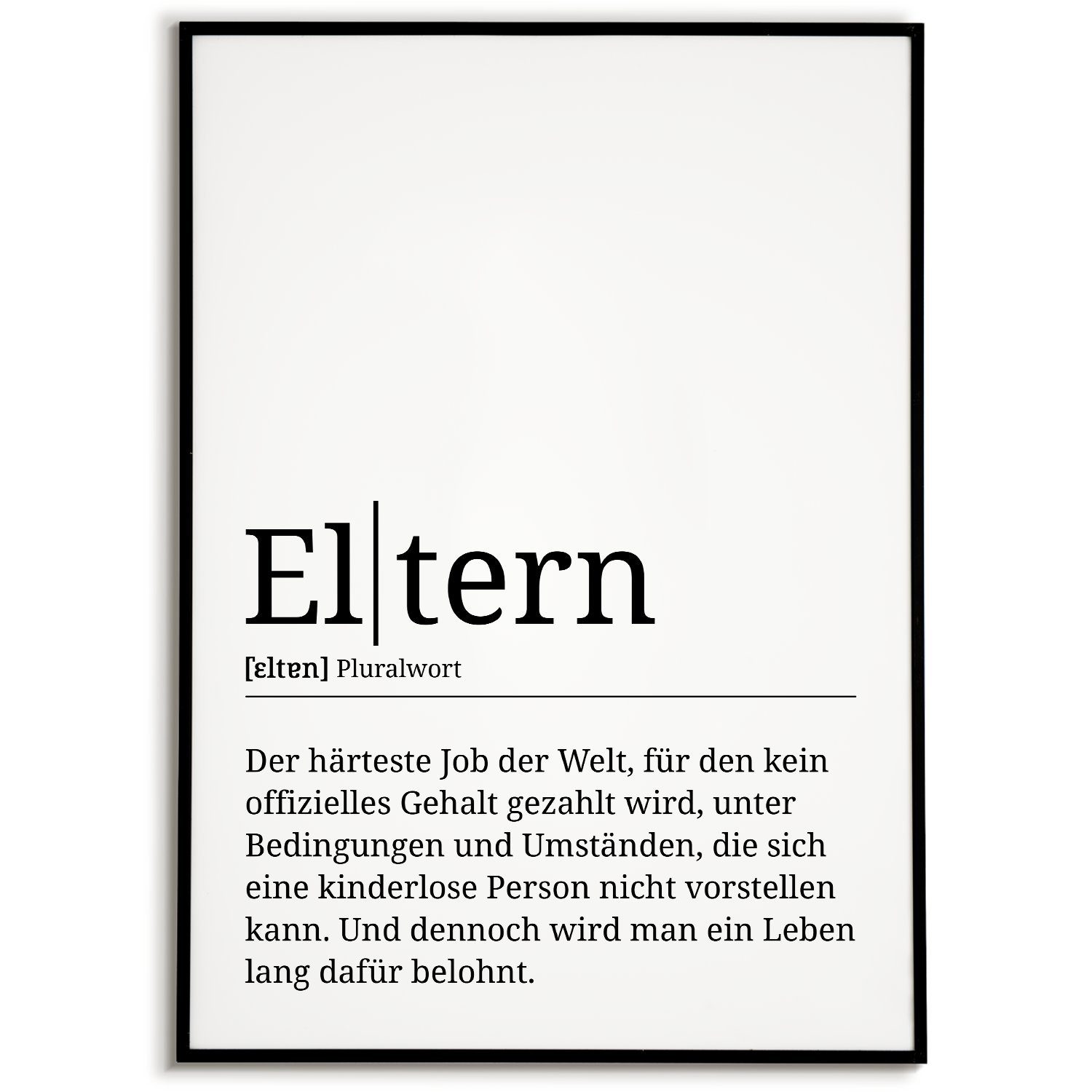 Poster Eltern Definition Wandbild Mama Papa Geschenk Muttertag Vatertag