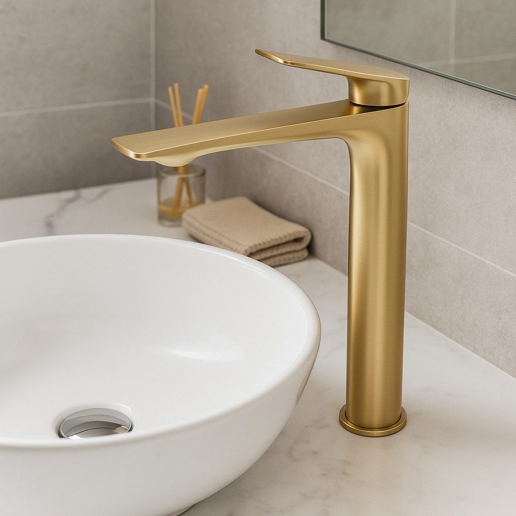 wohnwerk.idee Badarmatur Badarmatur Gold Schwarz, Modernes Design, Messing günstig online kaufen