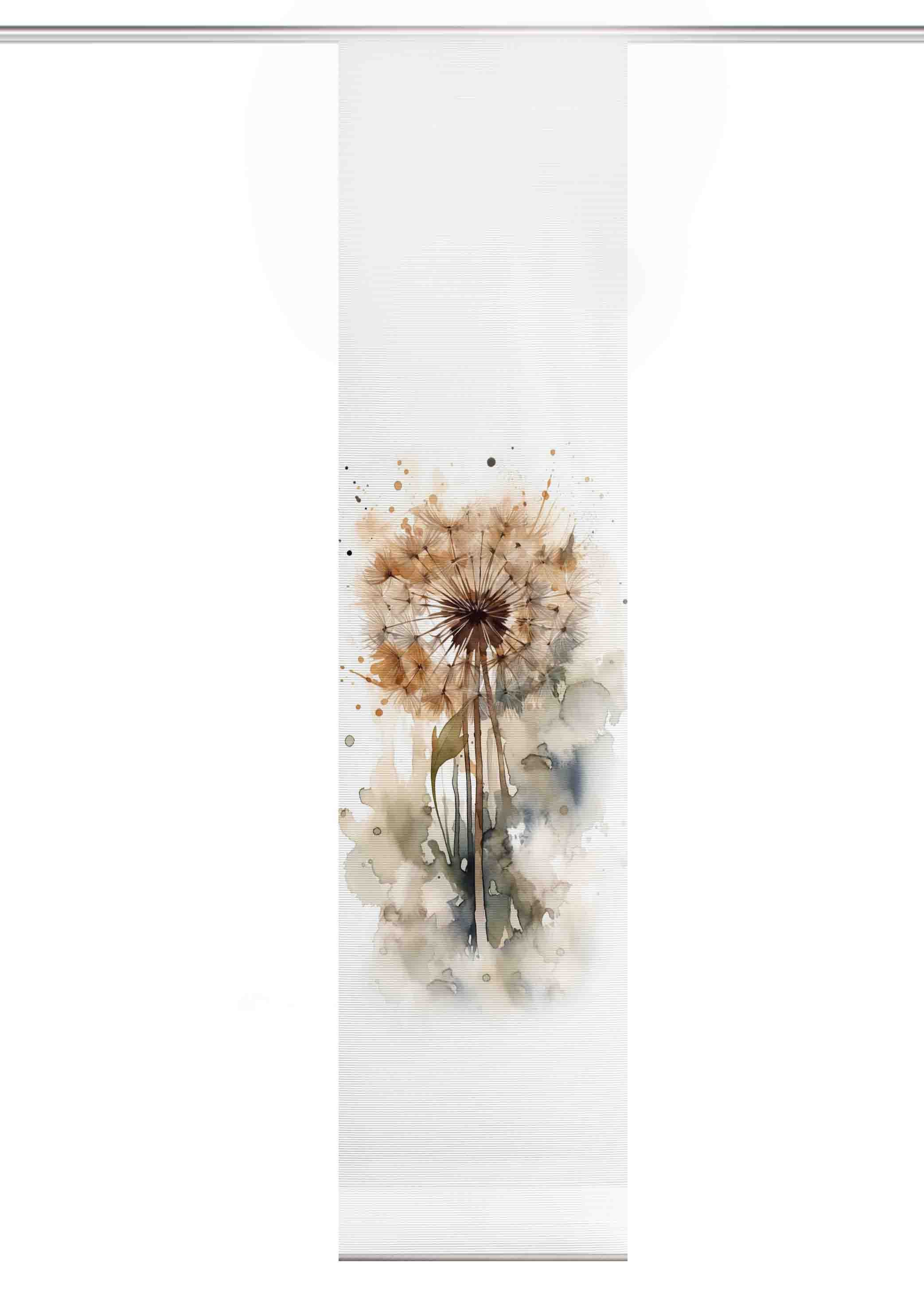 HOME WOHNIDEEN Schiebegardine HIG Schiebegardine AMARANDE, recycelt, Blume auf Bambusoptik 245x60 (1 St), Paneelwagen, halbtransparent, 91% Polyester (recycelt), 9% Polyester