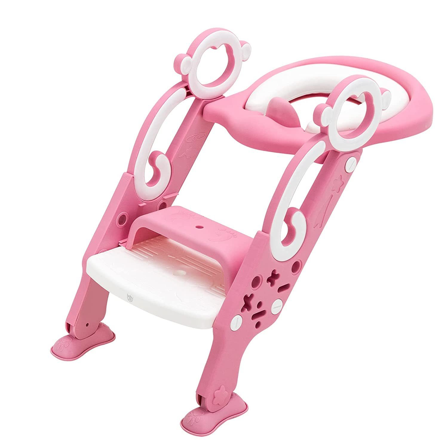 lyrlody Toilettensitz faltbarer Kinder-Toilettensitz verstellbarer Sicherheitstopf-Trainingssitz Baby Kleinkind Toilettenstuhl mit rutschfester Trittleiter Toil 