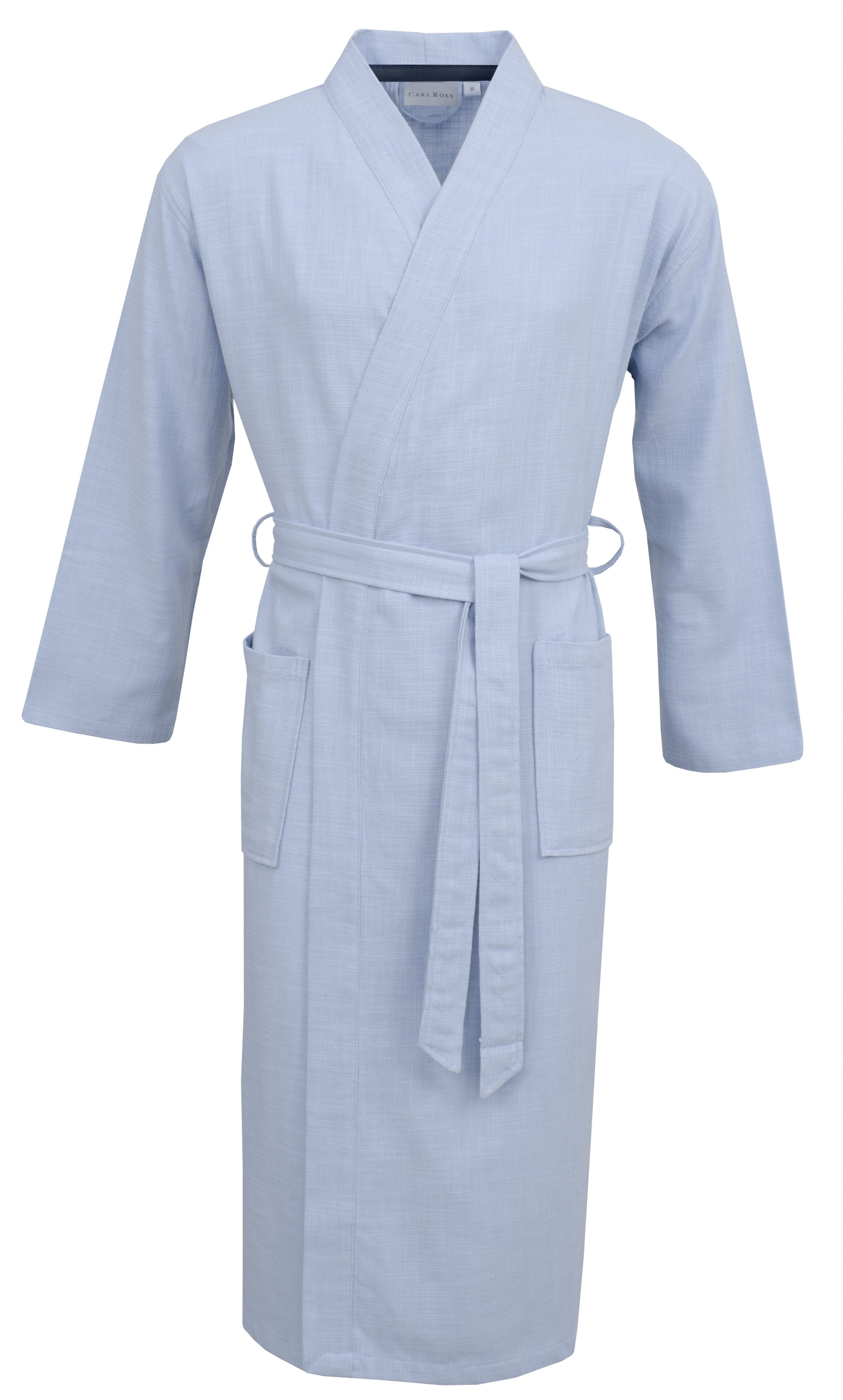 Carl Ross Unisex-Bademantel flat weave, Langform, Frottier, Kimono-Kragen, Gürtel, Kimono