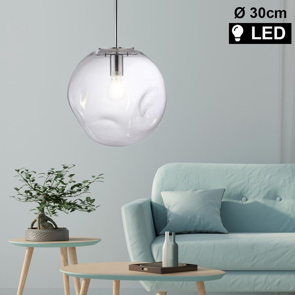 Glas Pendel Strahler Decken Lampe Beulen Kugel RETRO Hänge Leuchte rauchfarben