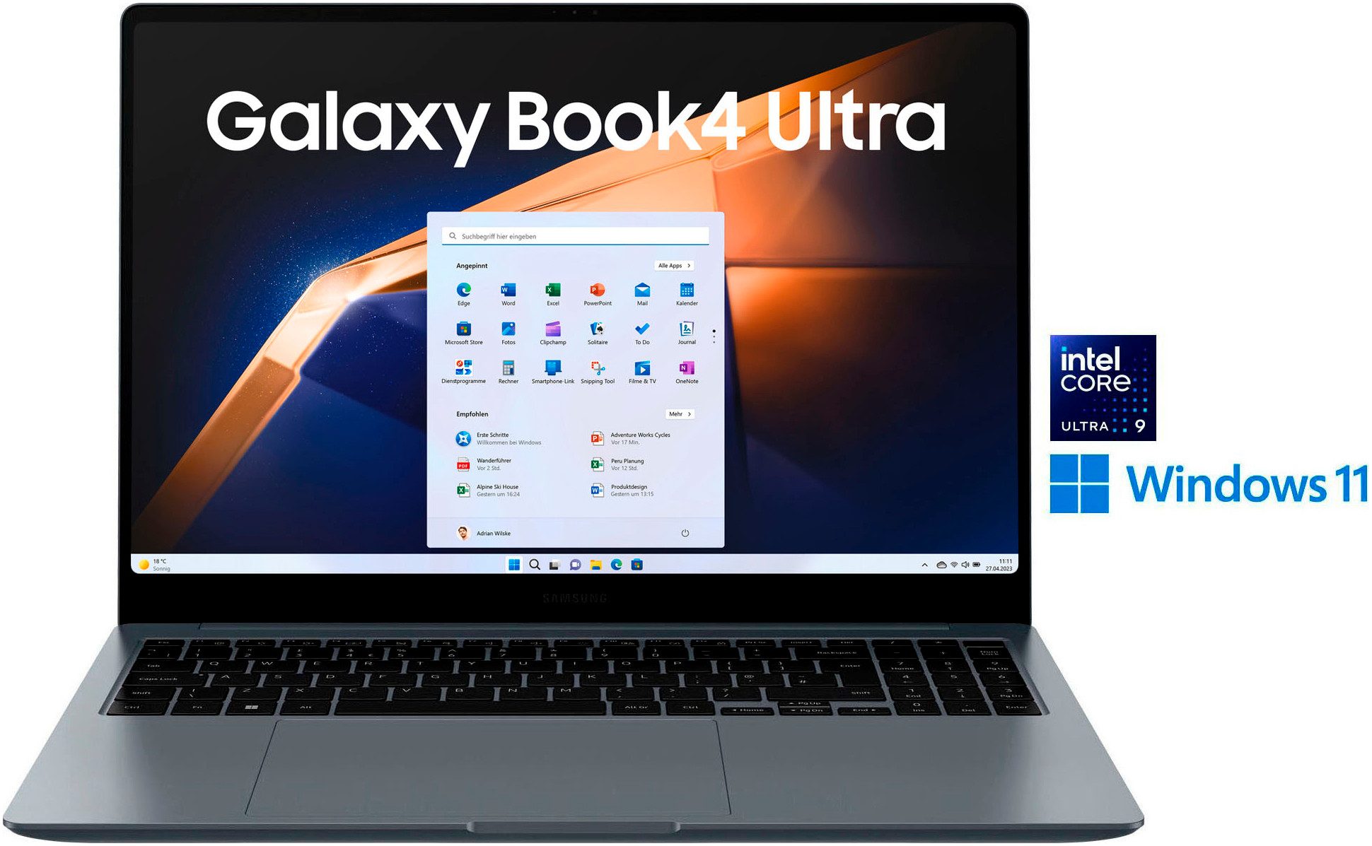 Samsung NP960X Galaxy Book4 Ultra 16'' Notebook (40,6 cm/16 Zoll, Intel Core Ultra 9, GeForce RTX, 1024 GB SSD, Intel Core Ultra 9 Prozessor, 32 GB + 1 TB)