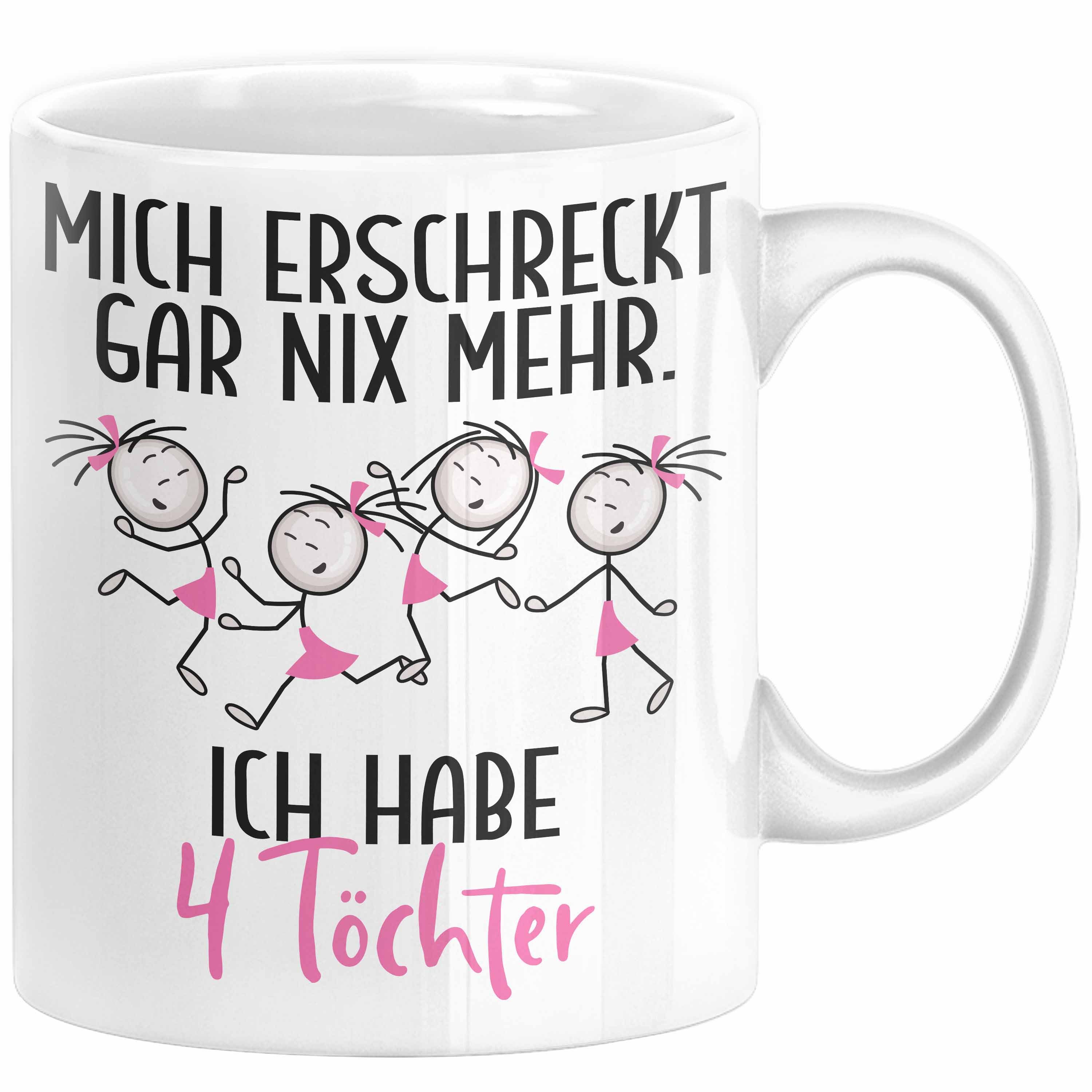 Trendation Tasse Eltern Mutter Vater Tasse Geschenk von 4 Töchtern Lustige Geschenkidee