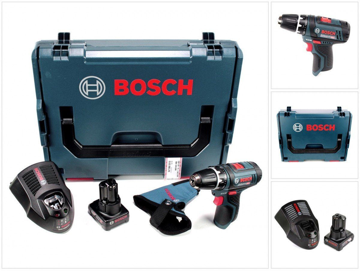 Bosch Professional Säulenbohrmaschine Bosch GSR 12V-15 Professional Akku  Bohrschrauber 12V 30 Nm + 1x Akku 6,0Ah + Ladegerät + L-Boxx