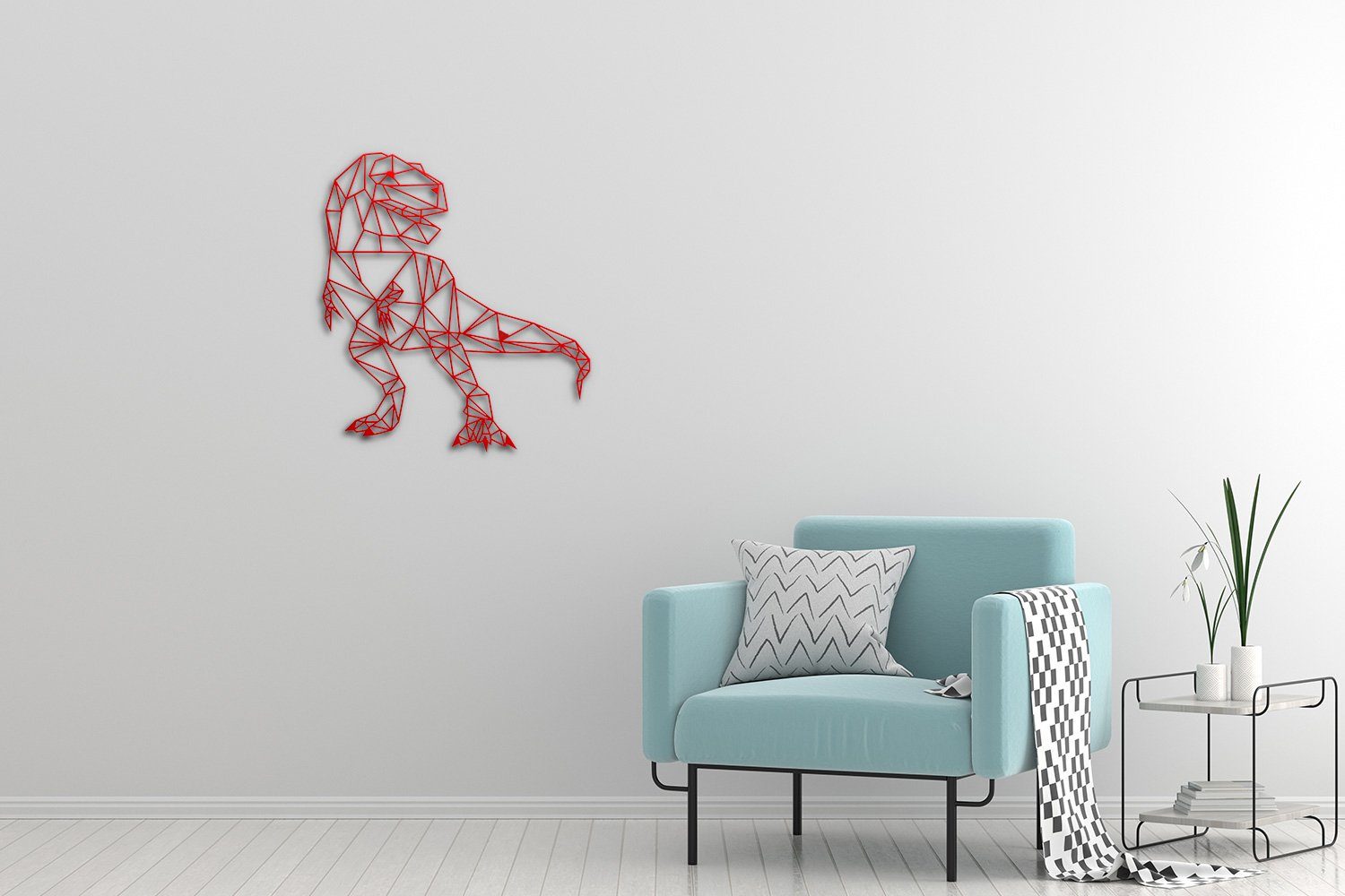 Wanddekoobjekt WB01-RT Wandkunst tuning-art Metallschild Rot Deko Stahl Dino Wanddekoration