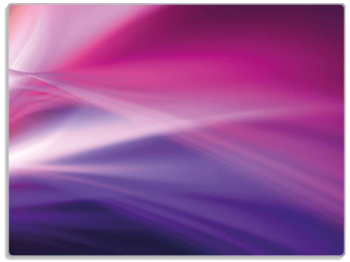 1-St), 30x40cm lila, rutschfester 4mm, Wallario (inkl. pink Linien Schneidebrett ESG-Sicherheitsglas, Formen Abstrakte in Gummifüße und
