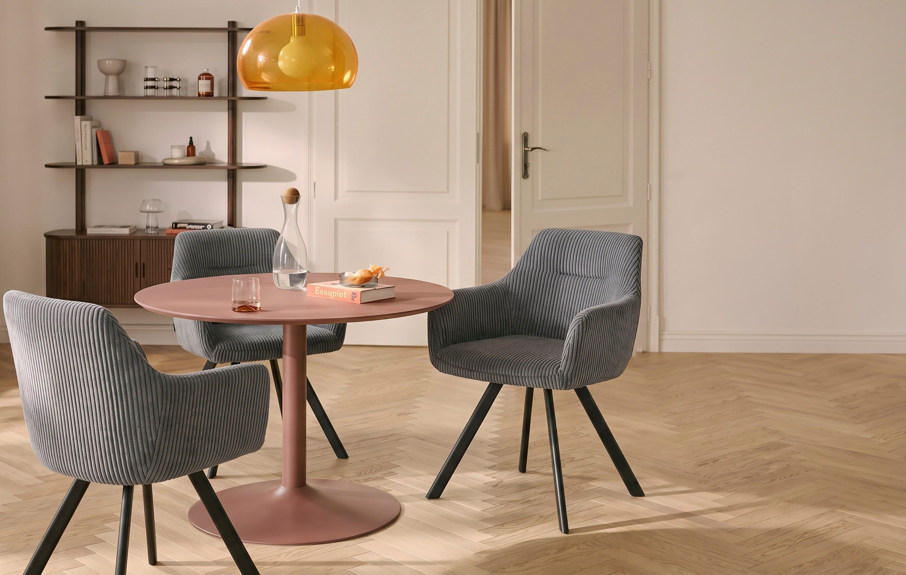 B&D home 4-Fußstuhl CYRUS (2er Set, 2 St), gepolstert, mit Armlehnen, Cord