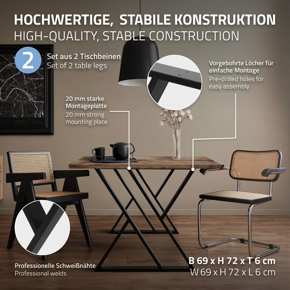 ML-DESIGN Tischbein 2er Set Tischgestell Tischkufen günstig online kaufen