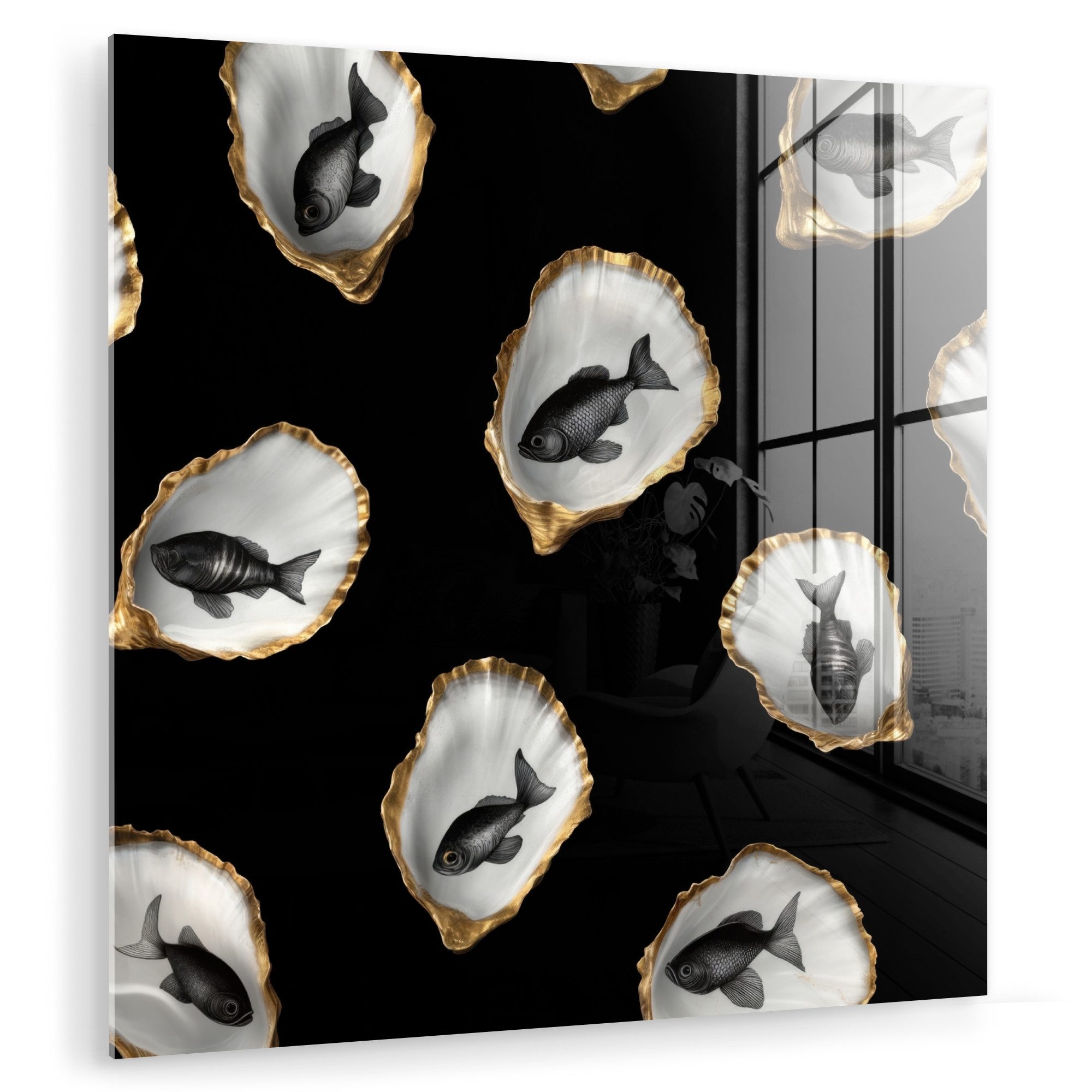 MuchoWow Acrylglasbild Austern - Schwarz - günstig online kaufen