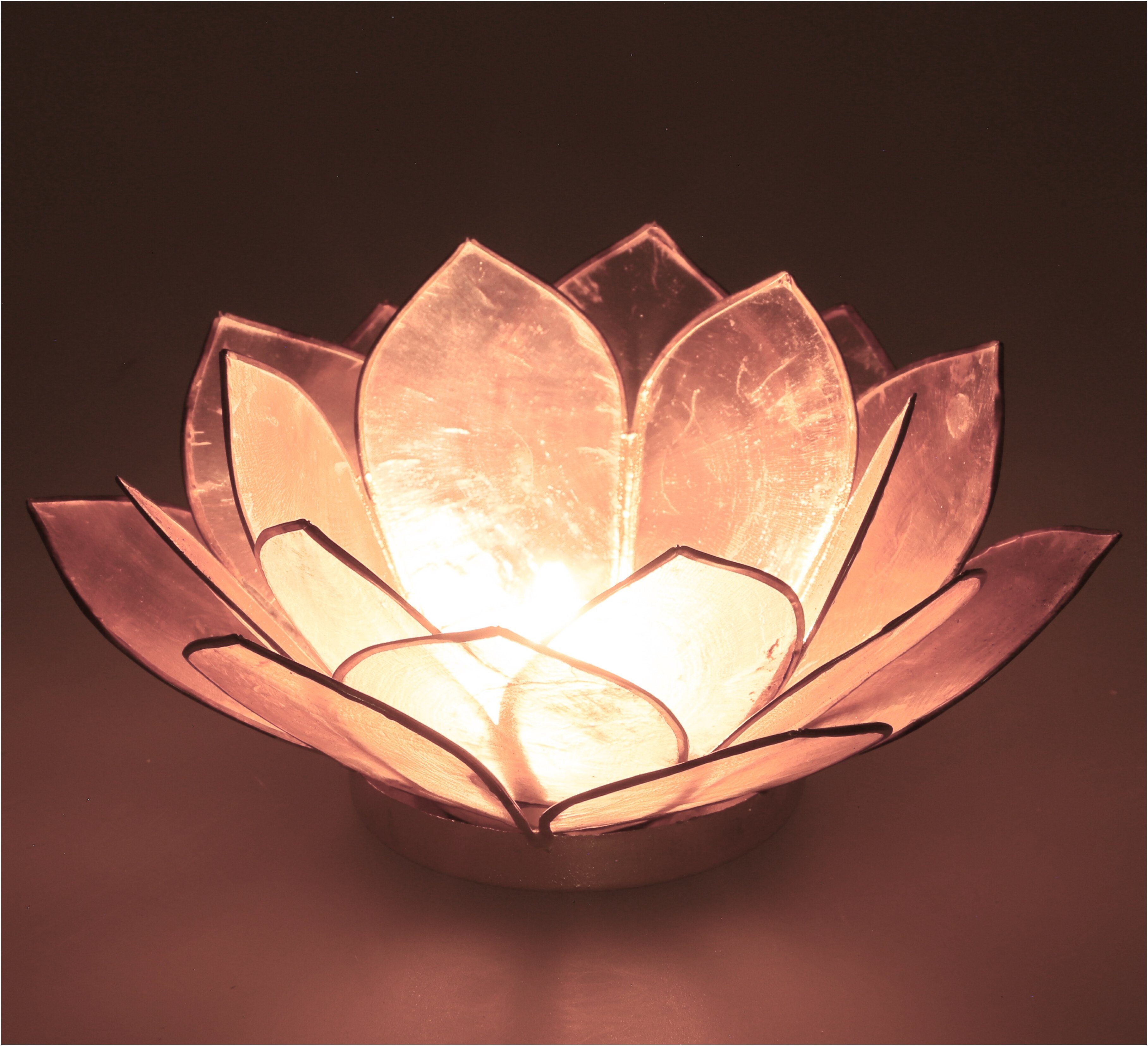 Guru-Shop Windlicht Lotus Teelicht Muschel 14*6 cm - sandfarben günstig online kaufen