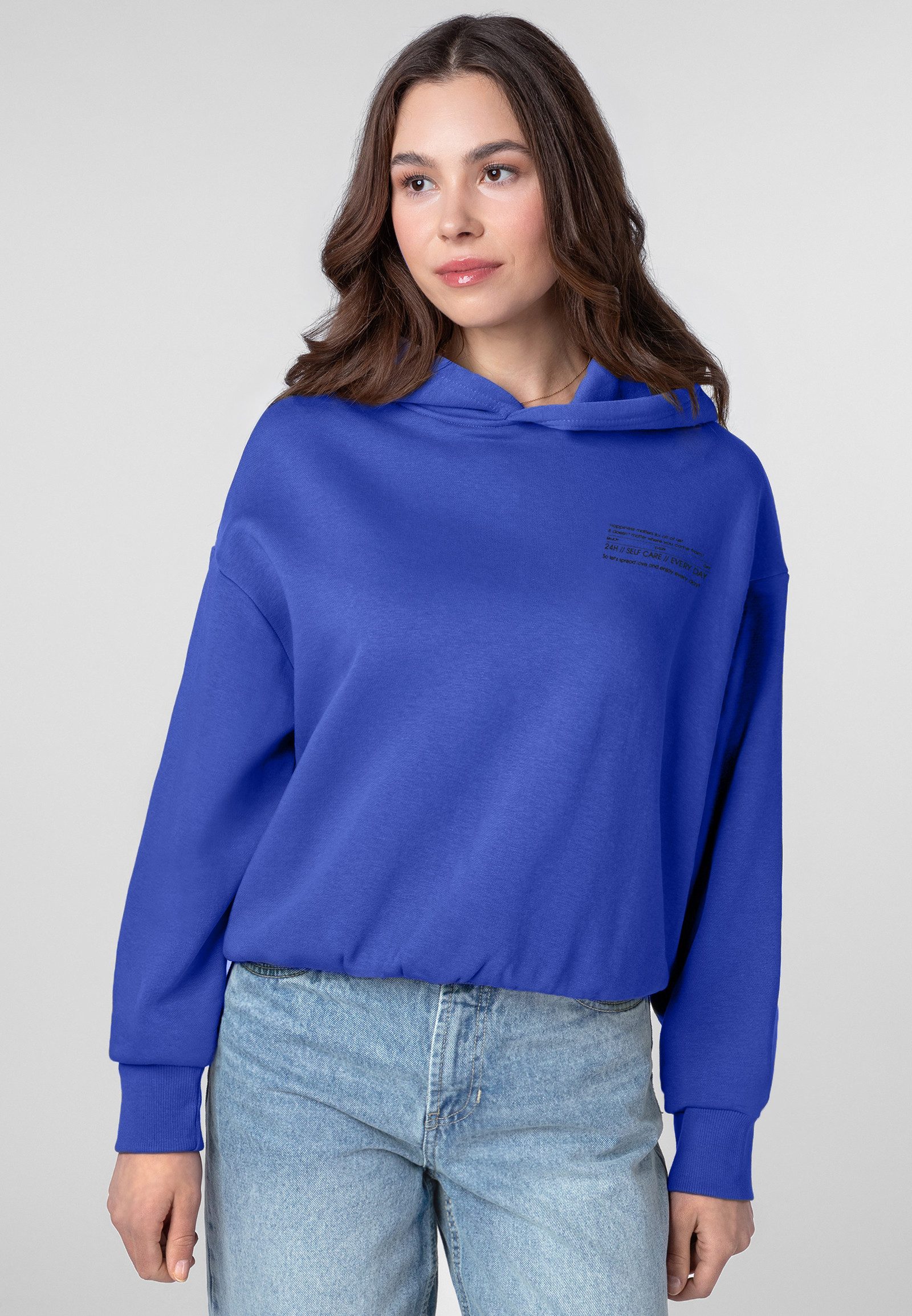 SUBLEVEL Kapuzenpullover Damen Sweathoodie mit Miniprint Oversize Hoodie, weicher Sweat