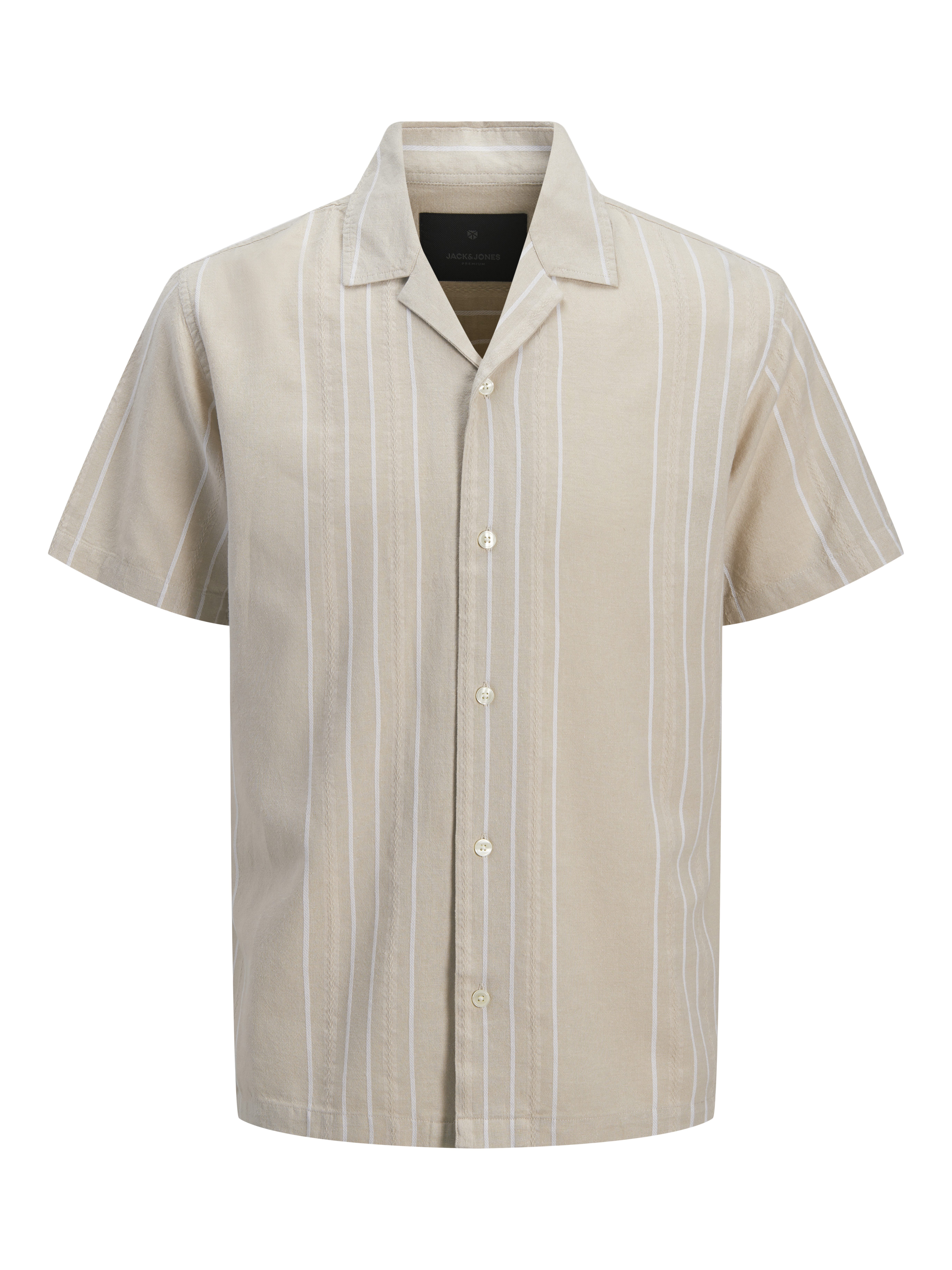 Jack & Jones Kurzarmhemd JPRBLARIVER LINEN BL. DOBBY SS SHIRT SN mit Resort Kragen