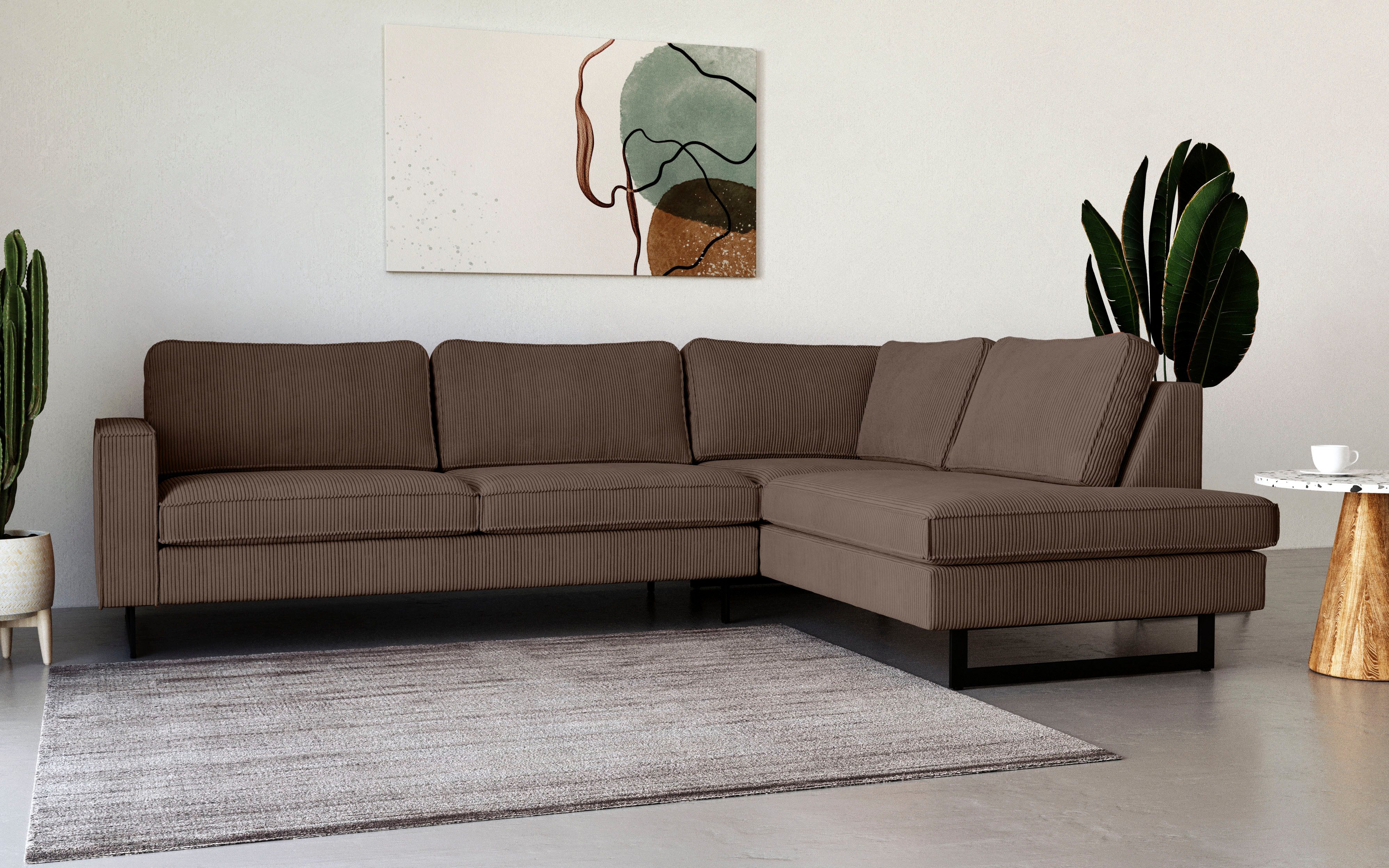 Home affaire Ecksofa Pinto, 290 cm, Cord, Chenille, Lederoptik, Ottomane li günstig online kaufen