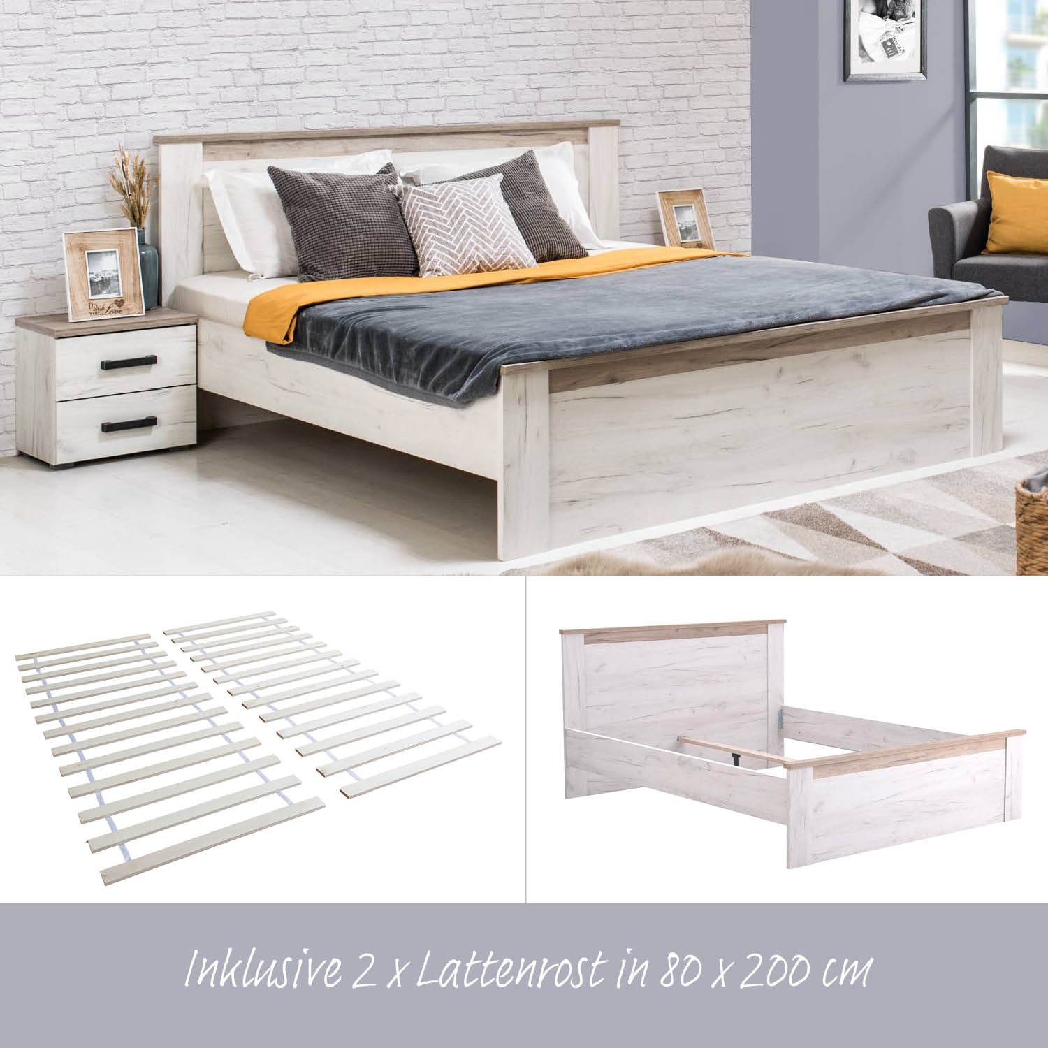 Homestyle4u Holzbett »Doppelbett Bettgestell 160x200 cm Lattenrost Weiß«  online kaufen | OTTO