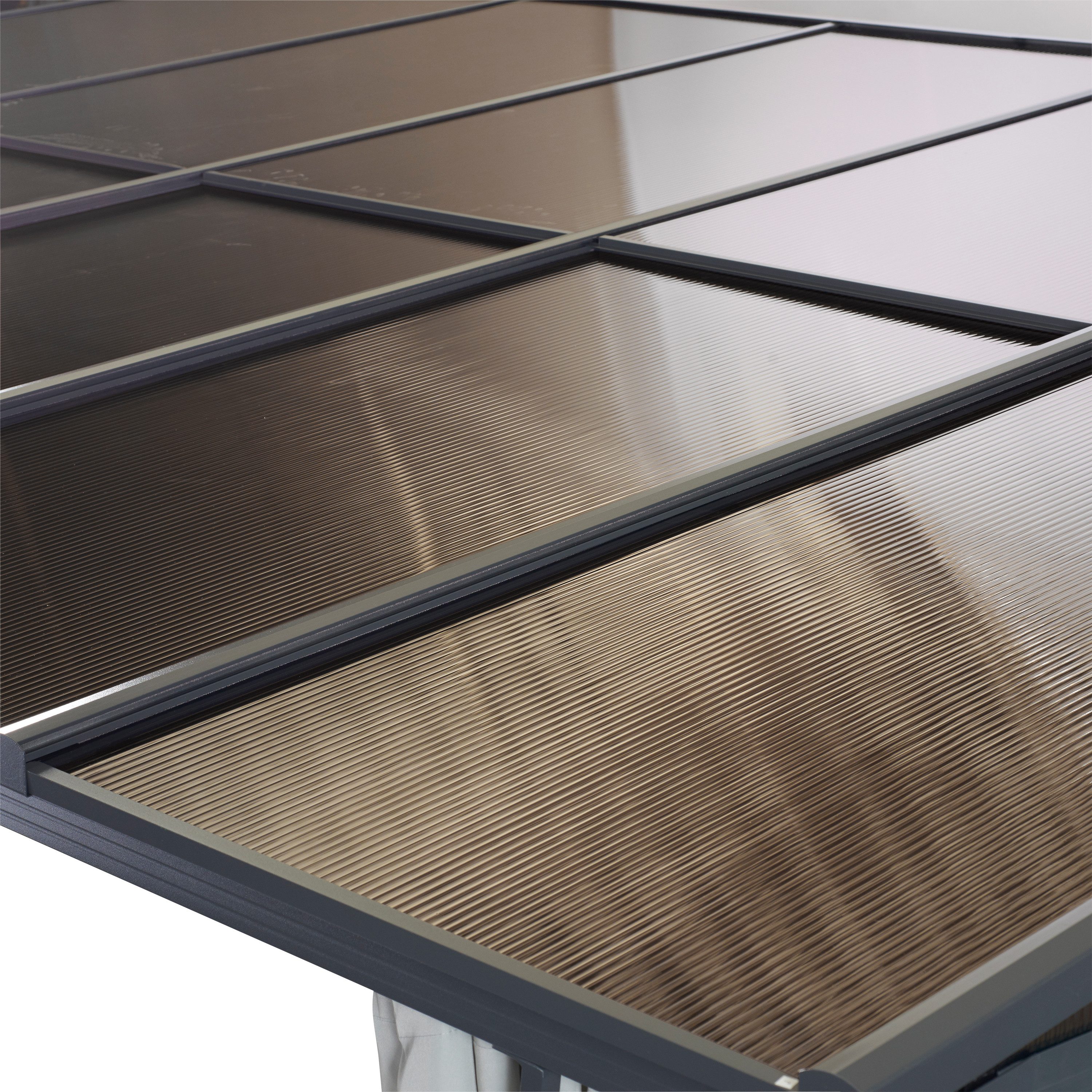 Leco Pavillon-Ersatzdach Dachplatten-Set grau-transparent für Terrassendach MELANIE 4x3 m *, ca. 7 mm dick