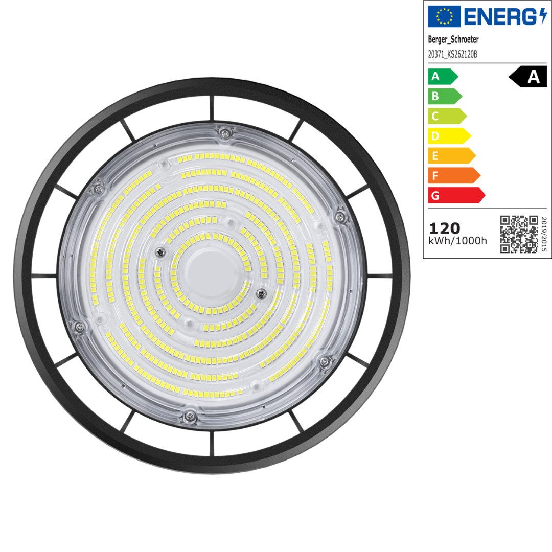 Berger & Schröter LED Scheinwerfer LED Ufo high bay Hallenstrahler 120 W Energie A, LED fest integriert