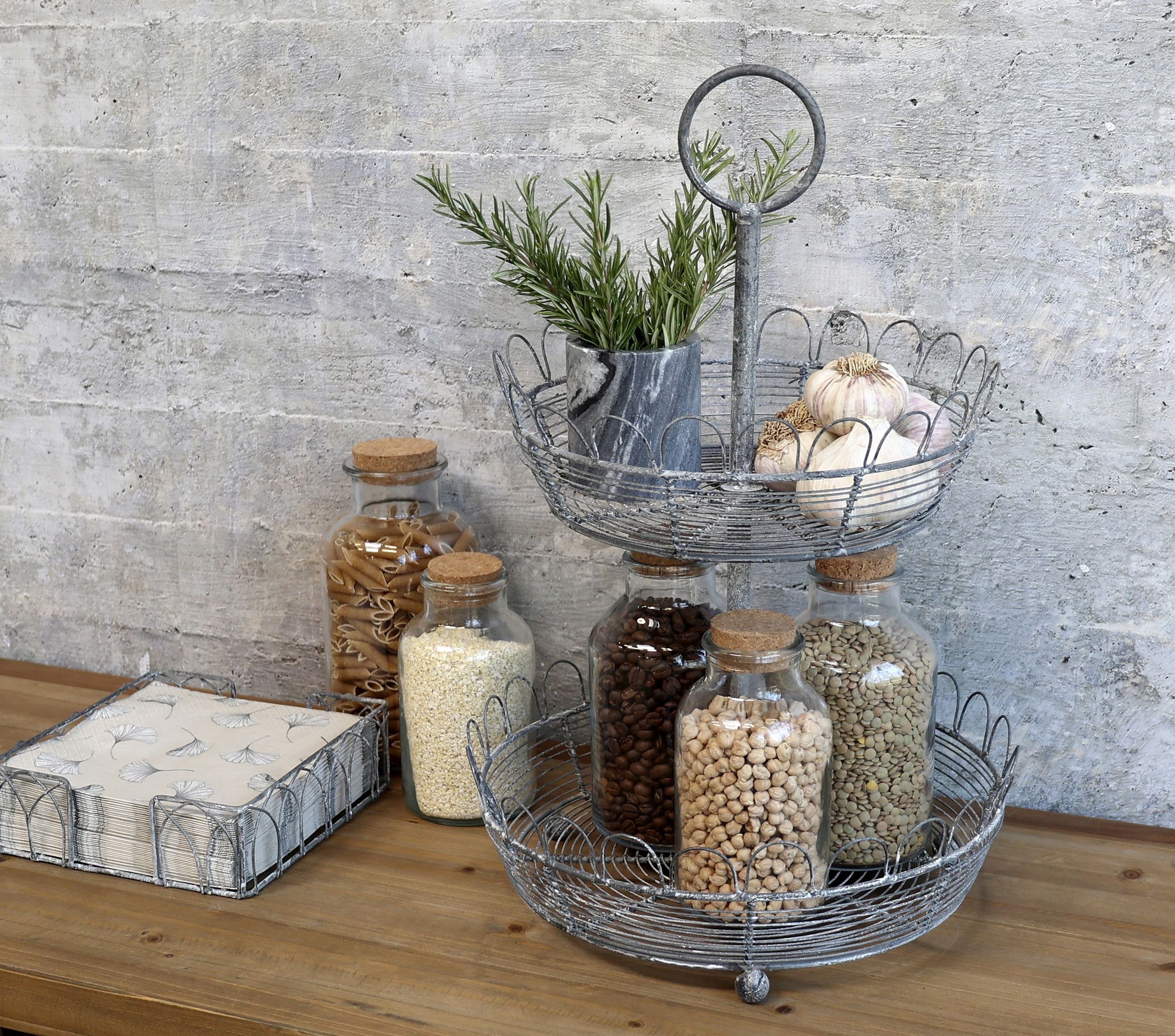 Chic Antique Etagere Etagere Ständer Servierständer 2 Stöckig Metall Grau H46cm Chic, Metall