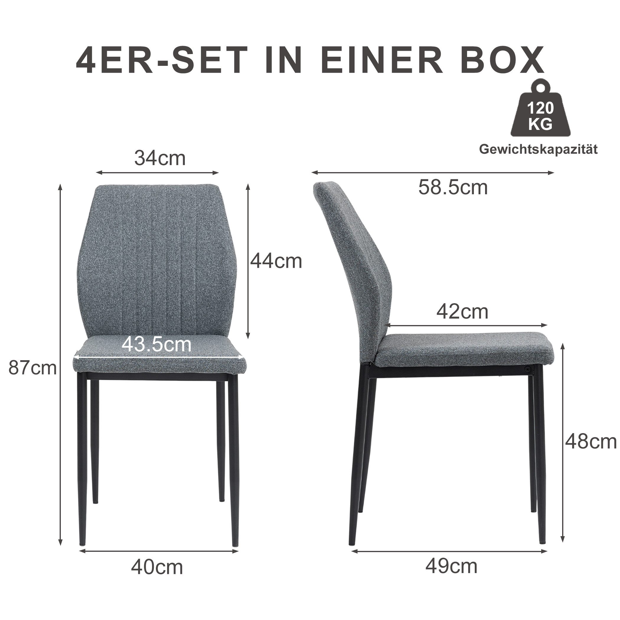 BRTHORY Esszimmerstuhl 4er Set Küchenstuhl Rückenlehne günstig online kaufen