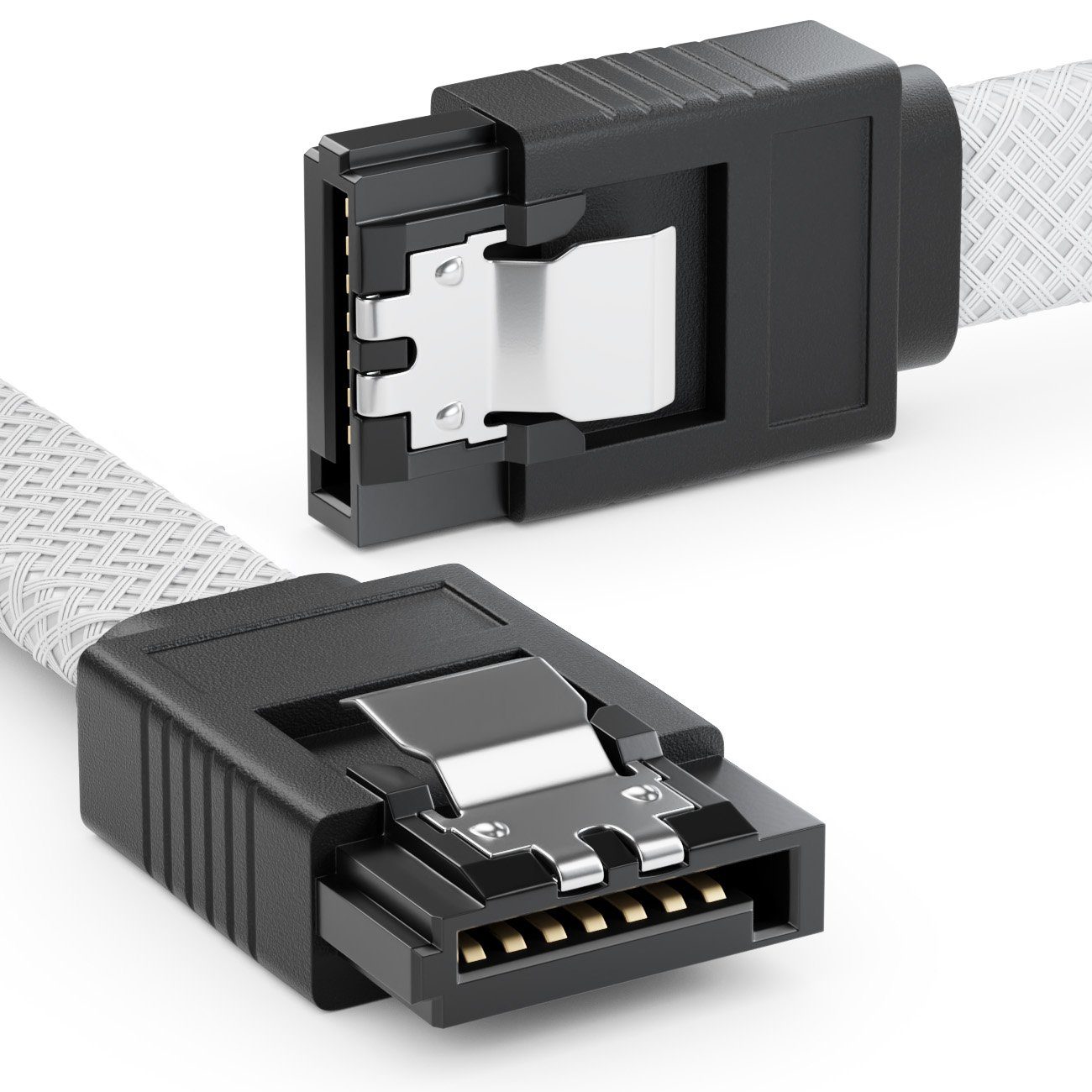 deleyCON deleyCON 60cm SATA 3 Kabel Nylon 6Gbit/s HDD SSD 2 S-ATA L-Stecker Computer-Kabel