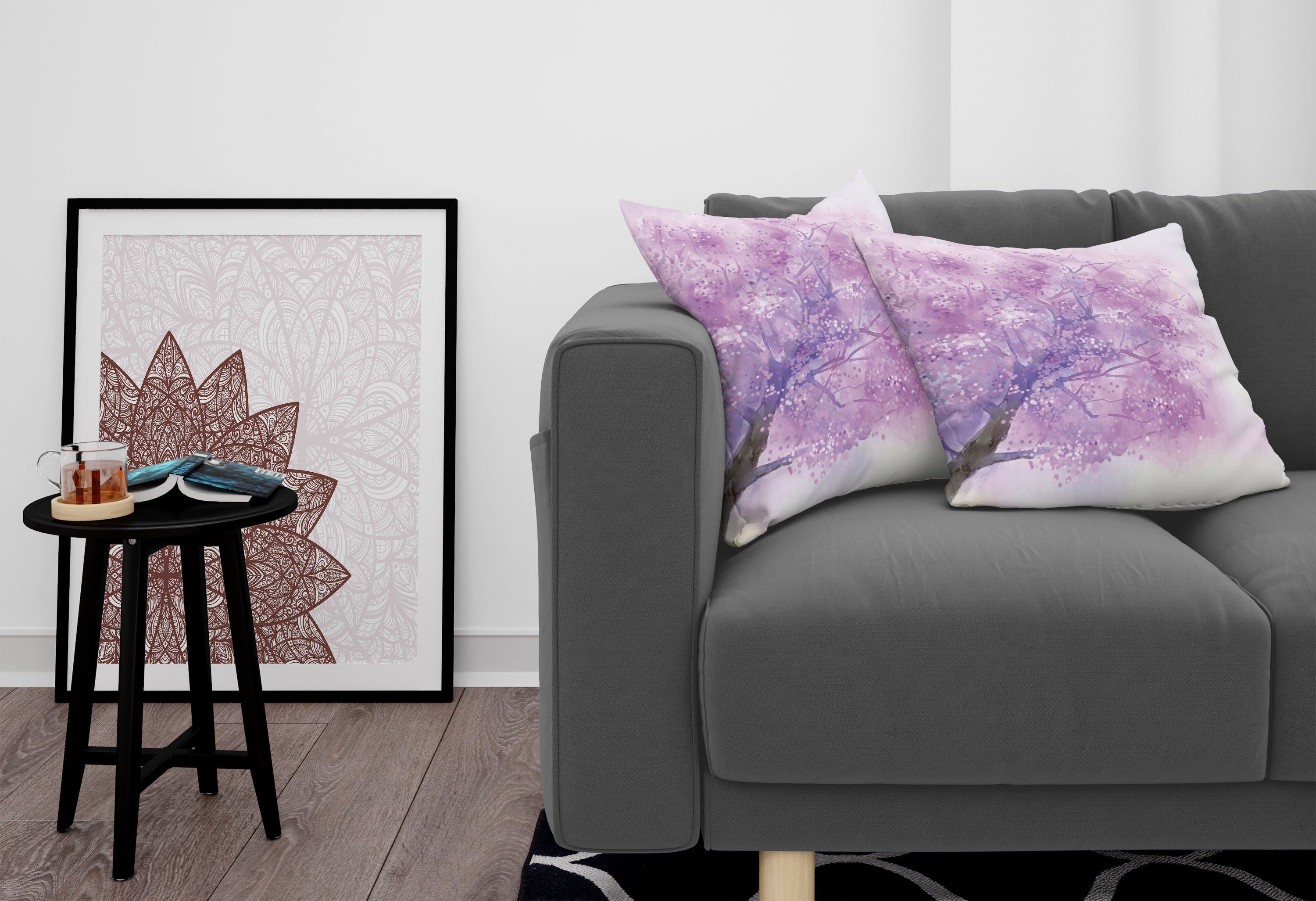 Abakuhaus Kissenbezüge Modern Accent Doppelseitiger Digitaldruck, (2 Stück), Lila Sakura Baum Frühling