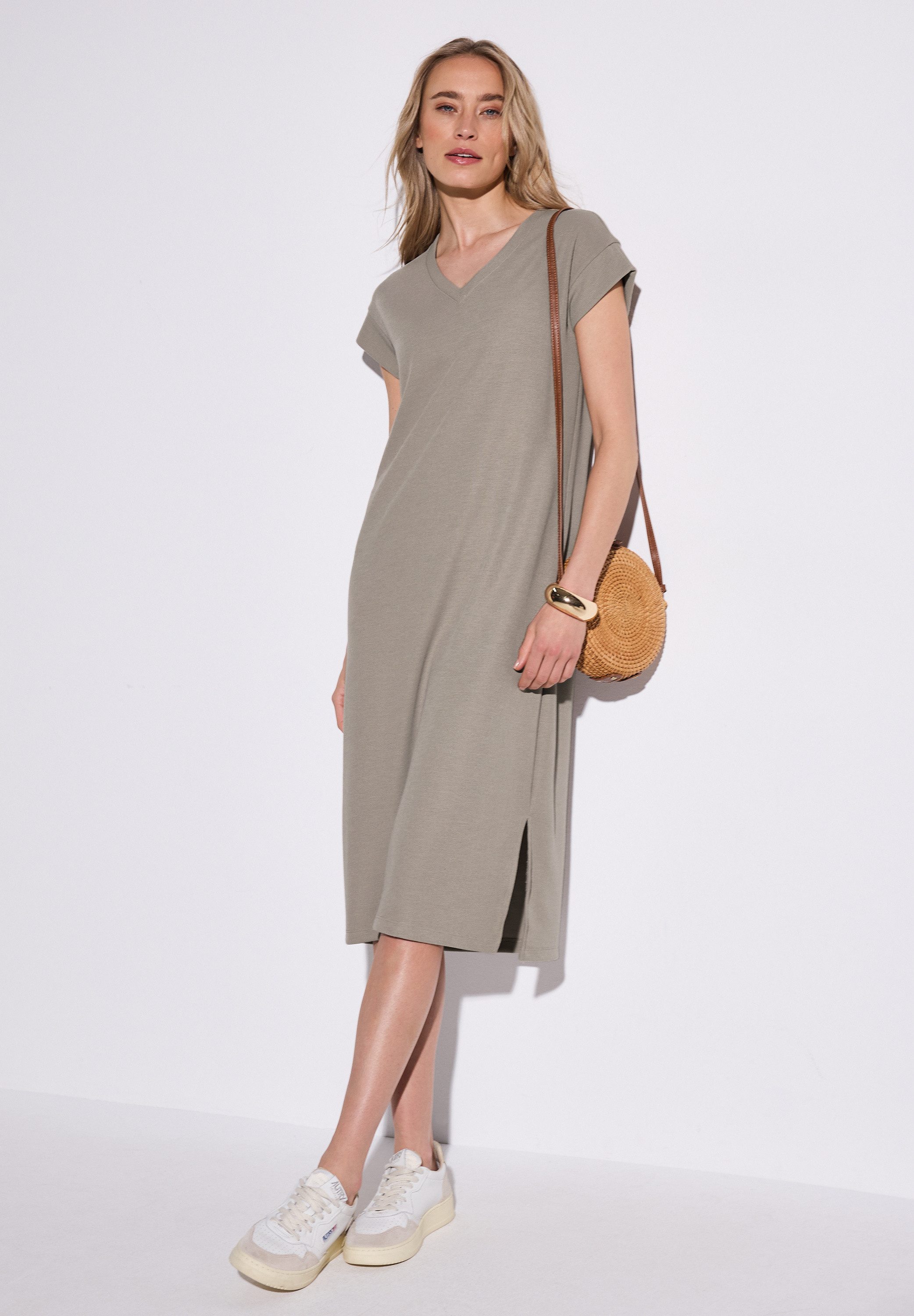 STREET ONE Midikleid mit Rippstruktur günstig online kaufen