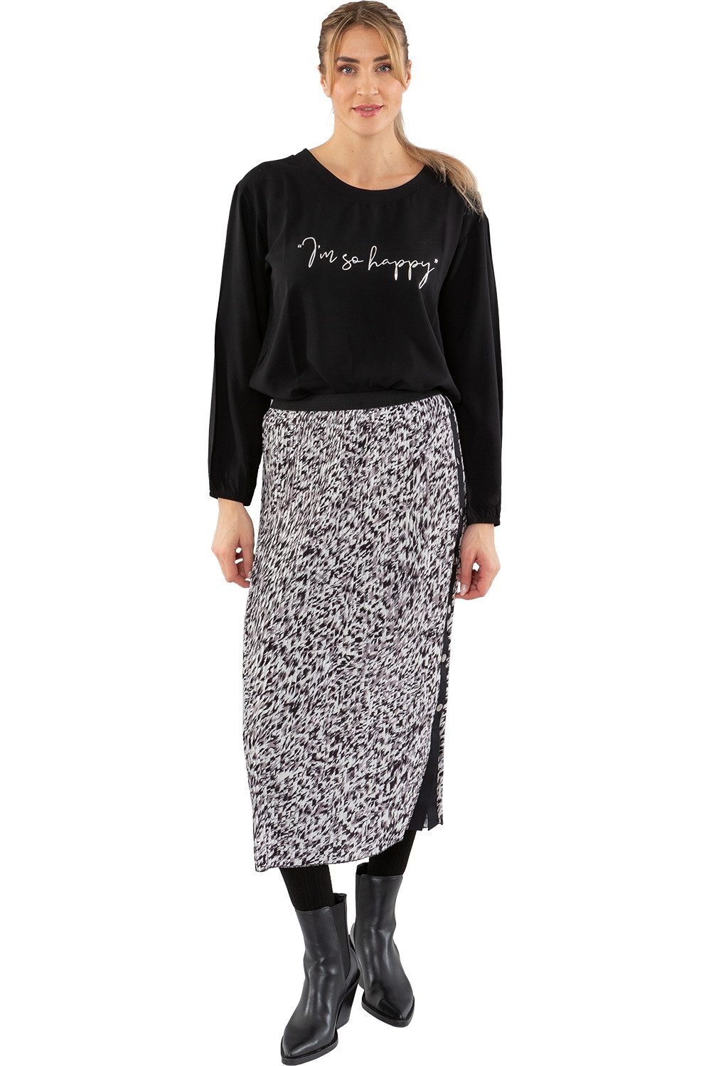 Estefania for woman Plisseerock 193-6633, im Leo Muster und Druckknöpfen variabler Seitenschlitz durch Druckknöpfe